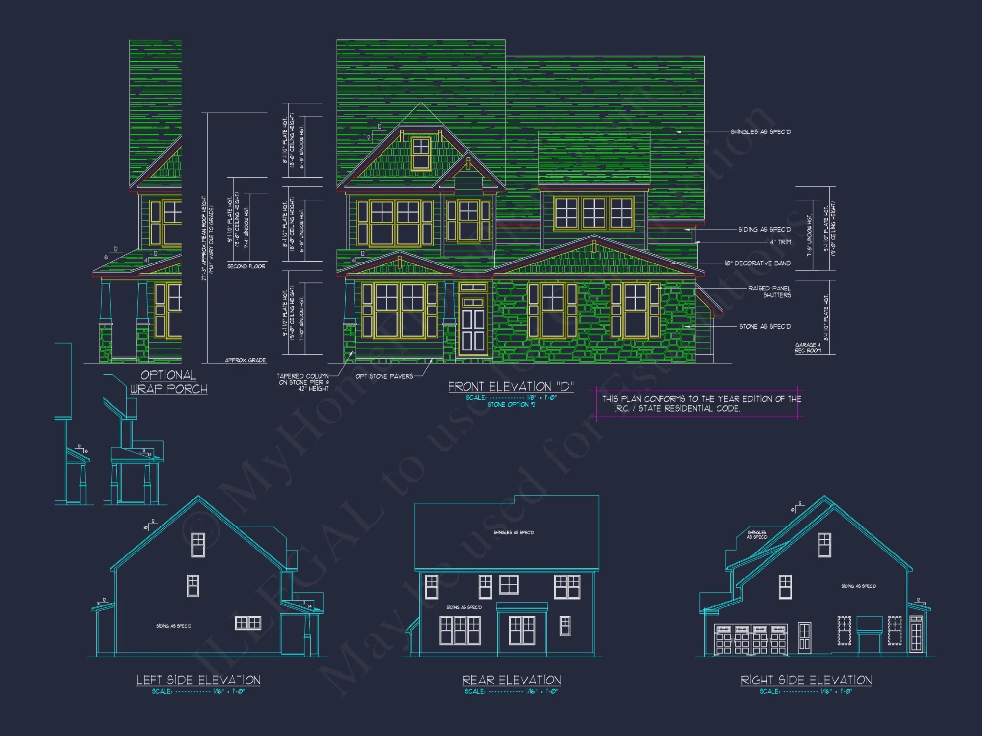 Modern Craftsman house Plan: 2-Story CAD Blueprint with Details