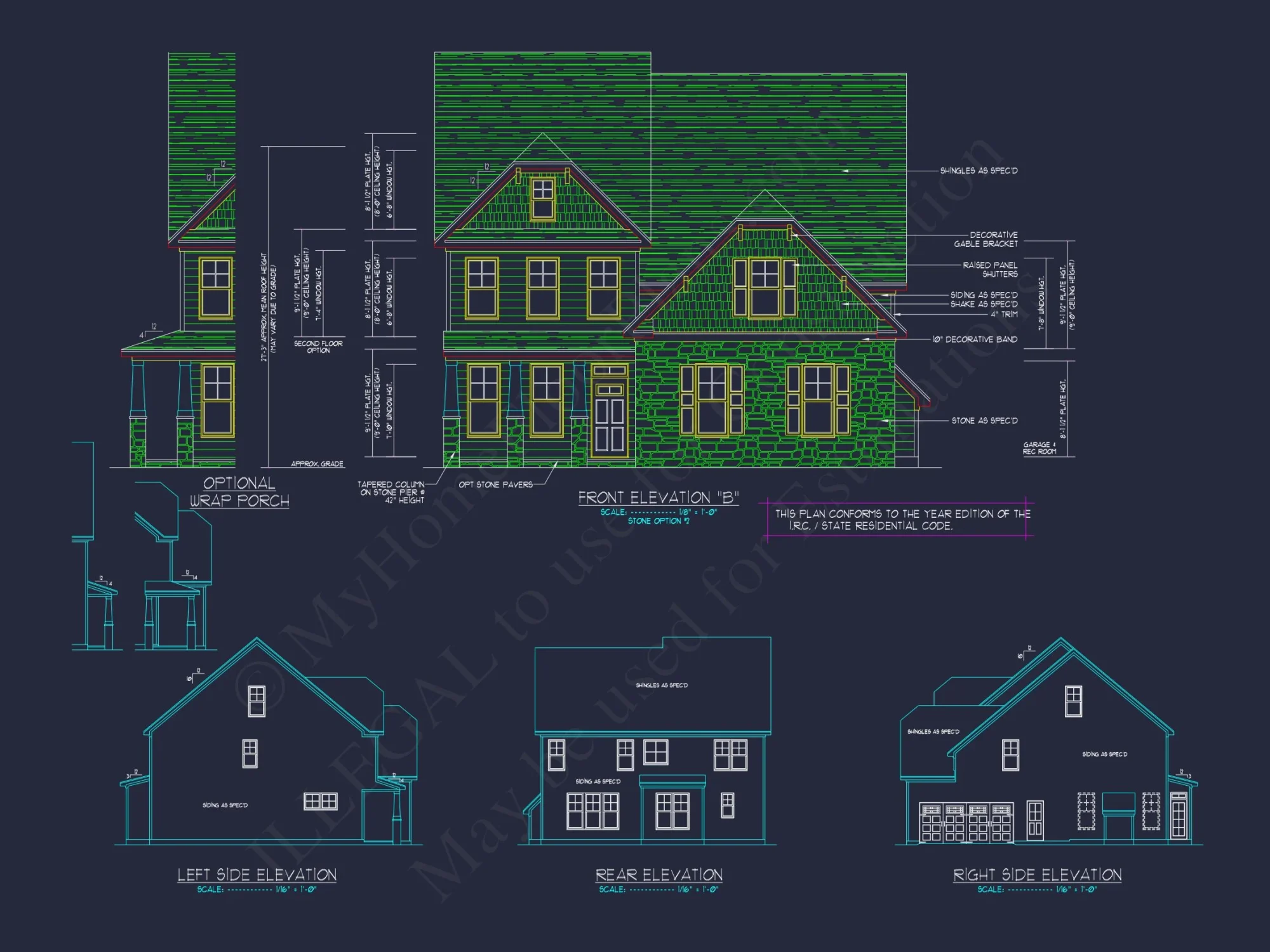 Modern Craftsman house Plan: 2-Story CAD Blueprint with Details