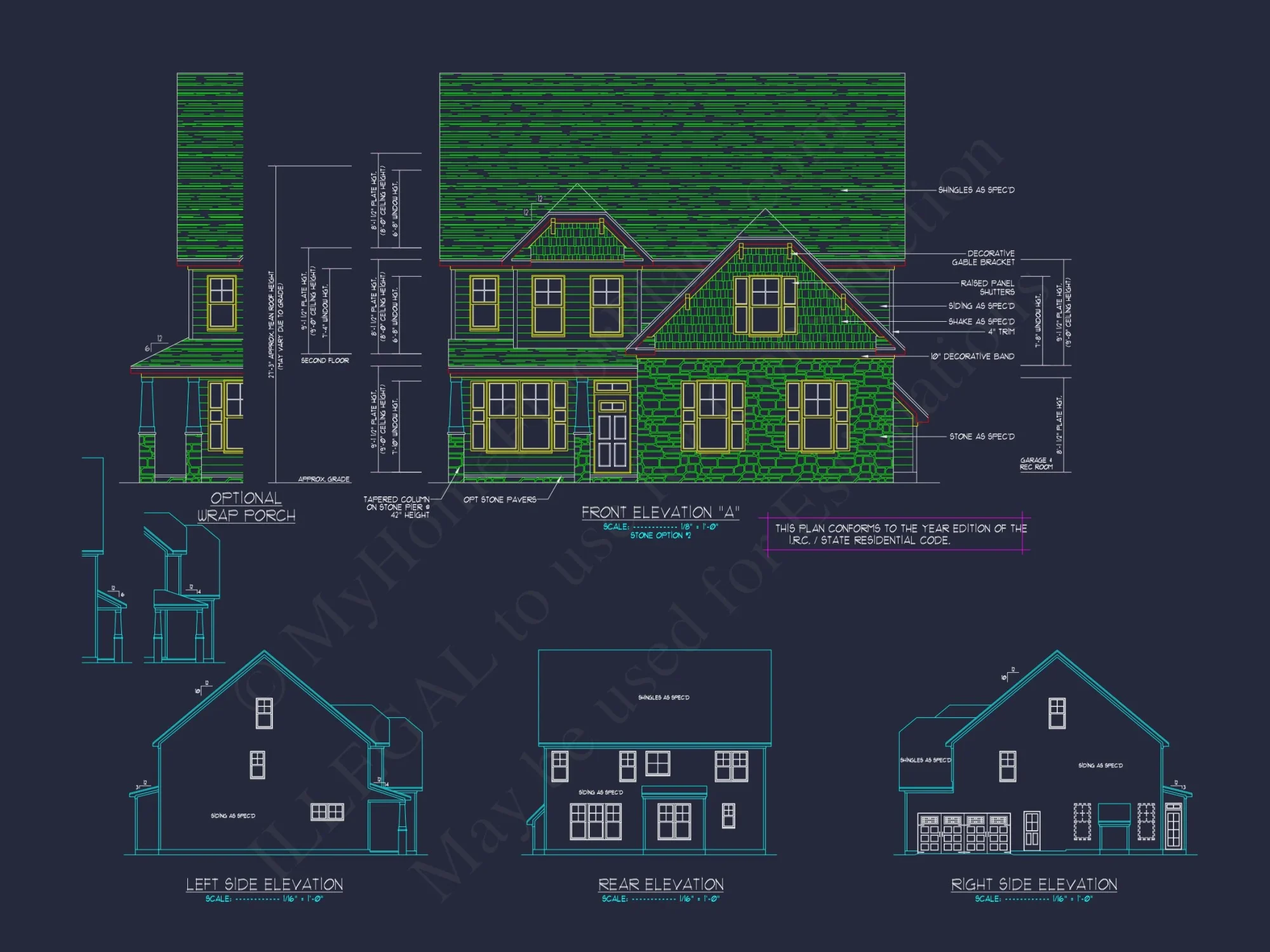 Modern Craftsman house Plan: 2-Story CAD Blueprint with Details
