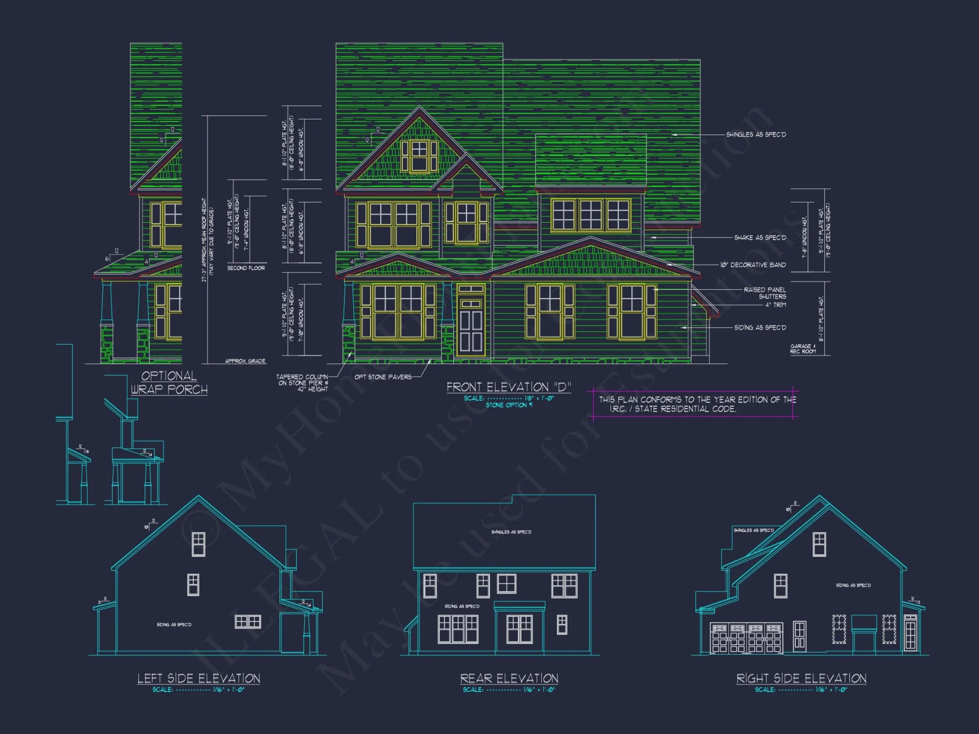 Modern Craftsman house Plan: 2-Story CAD Blueprint with Details
