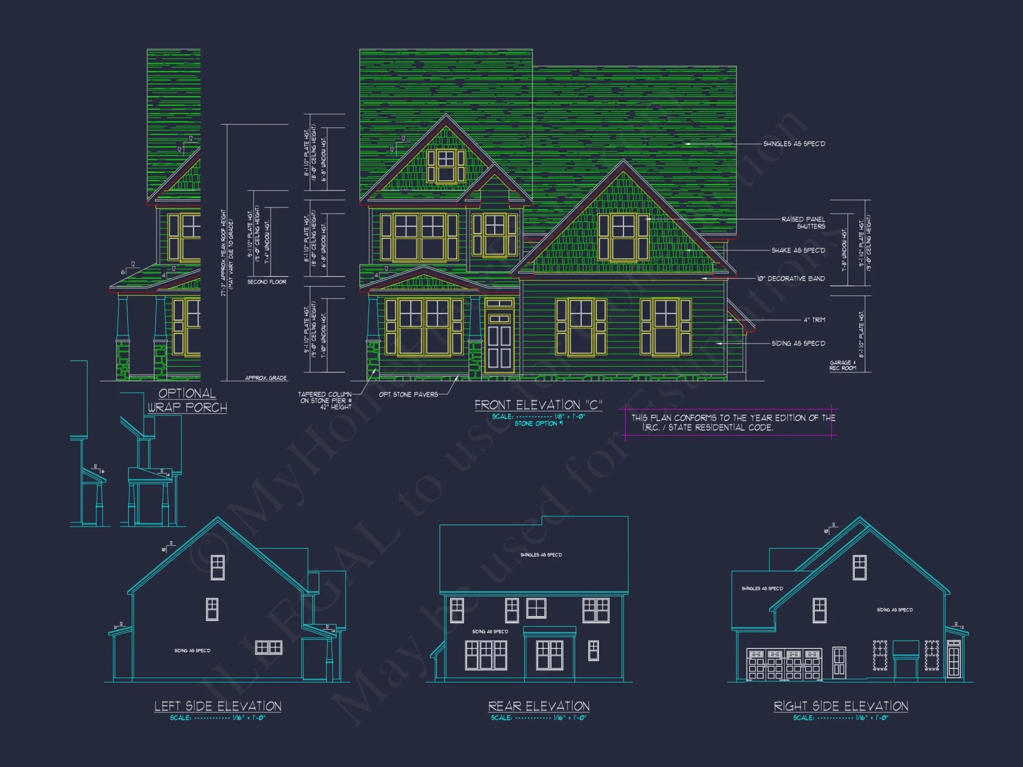 Modern Craftsman house Plan: 2-Story CAD Blueprint with Details