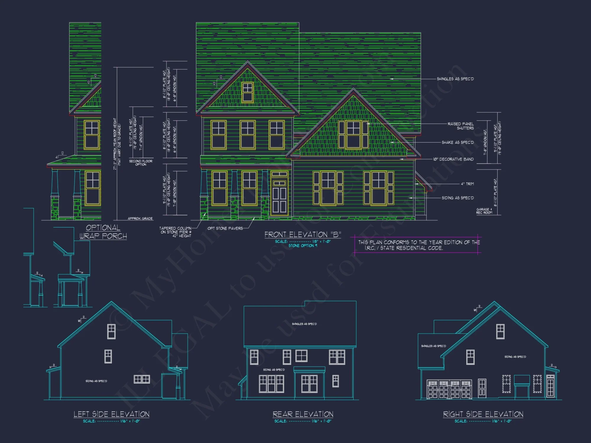 Modern Craftsman house Plan: 2-Story CAD Blueprint with Details