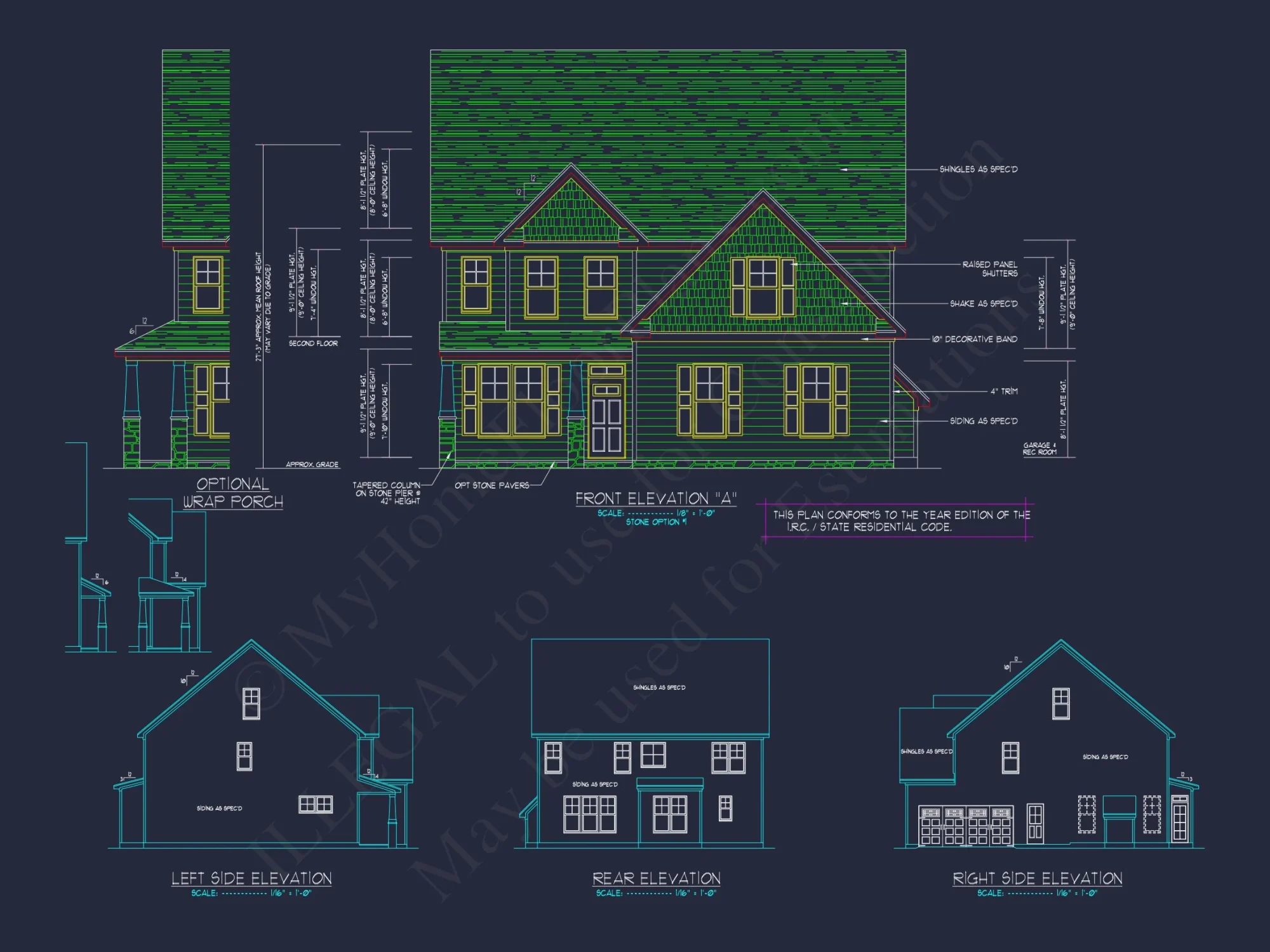 Modern Craftsman house Plan: 2-Story CAD Blueprint with Details
