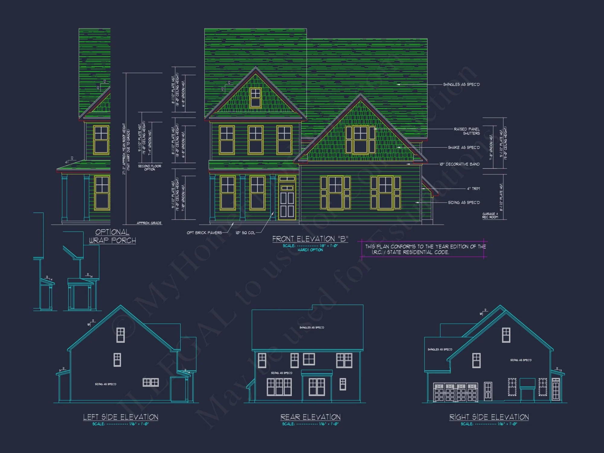 Modern Craftsman house Plan: 2-Story CAD Blueprint with Details