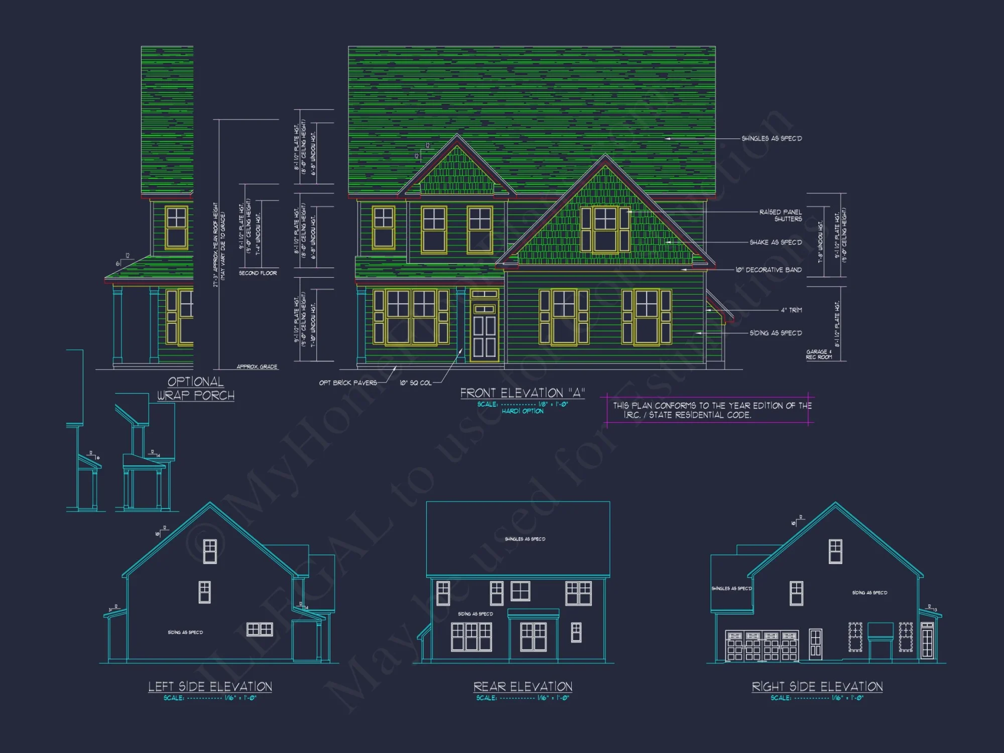 Modern Craftsman house Plan: 2-Story CAD Blueprint with Details