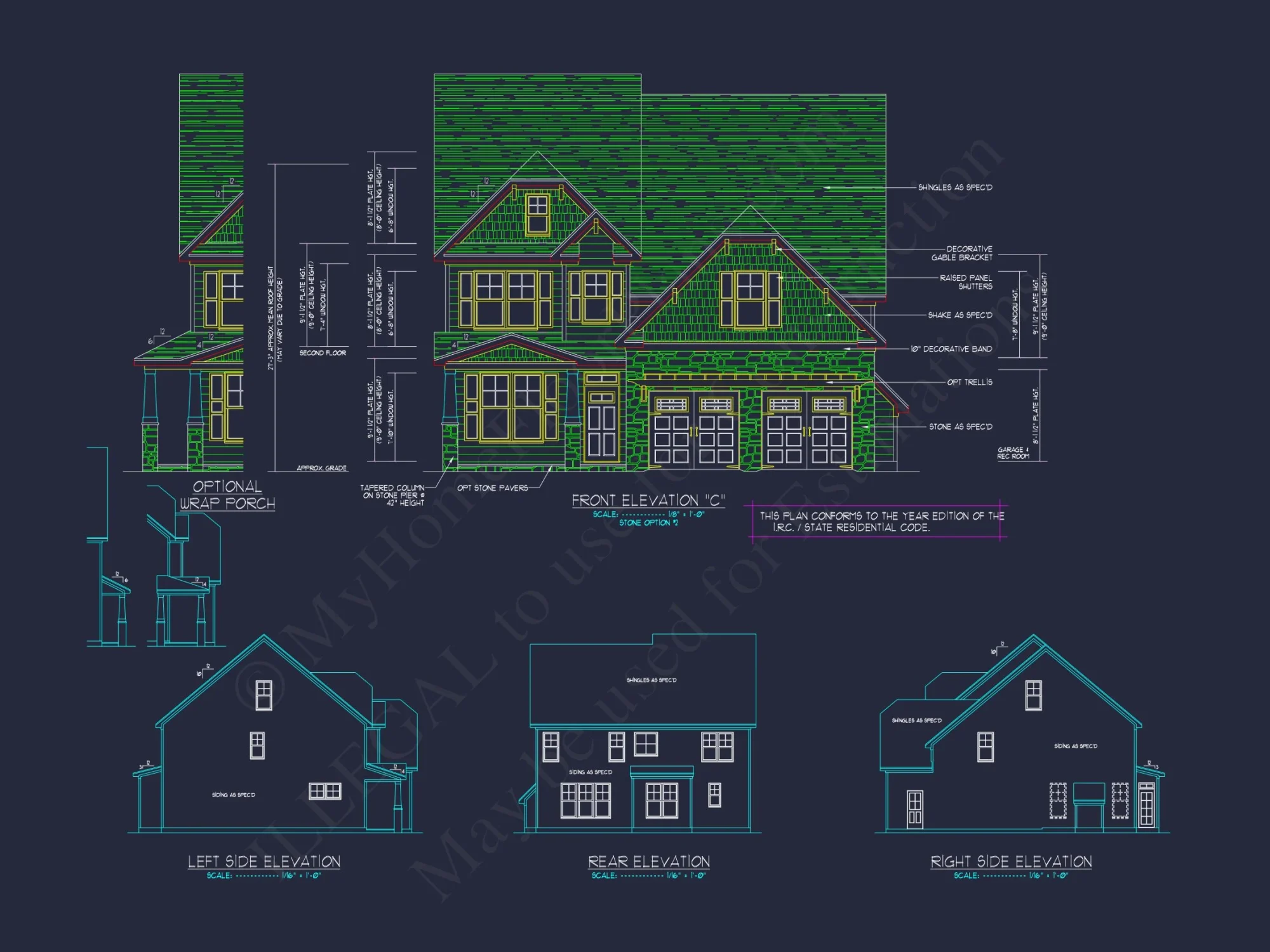 Modern Craftsman house Plan: 2-Story CAD Blueprint with Details