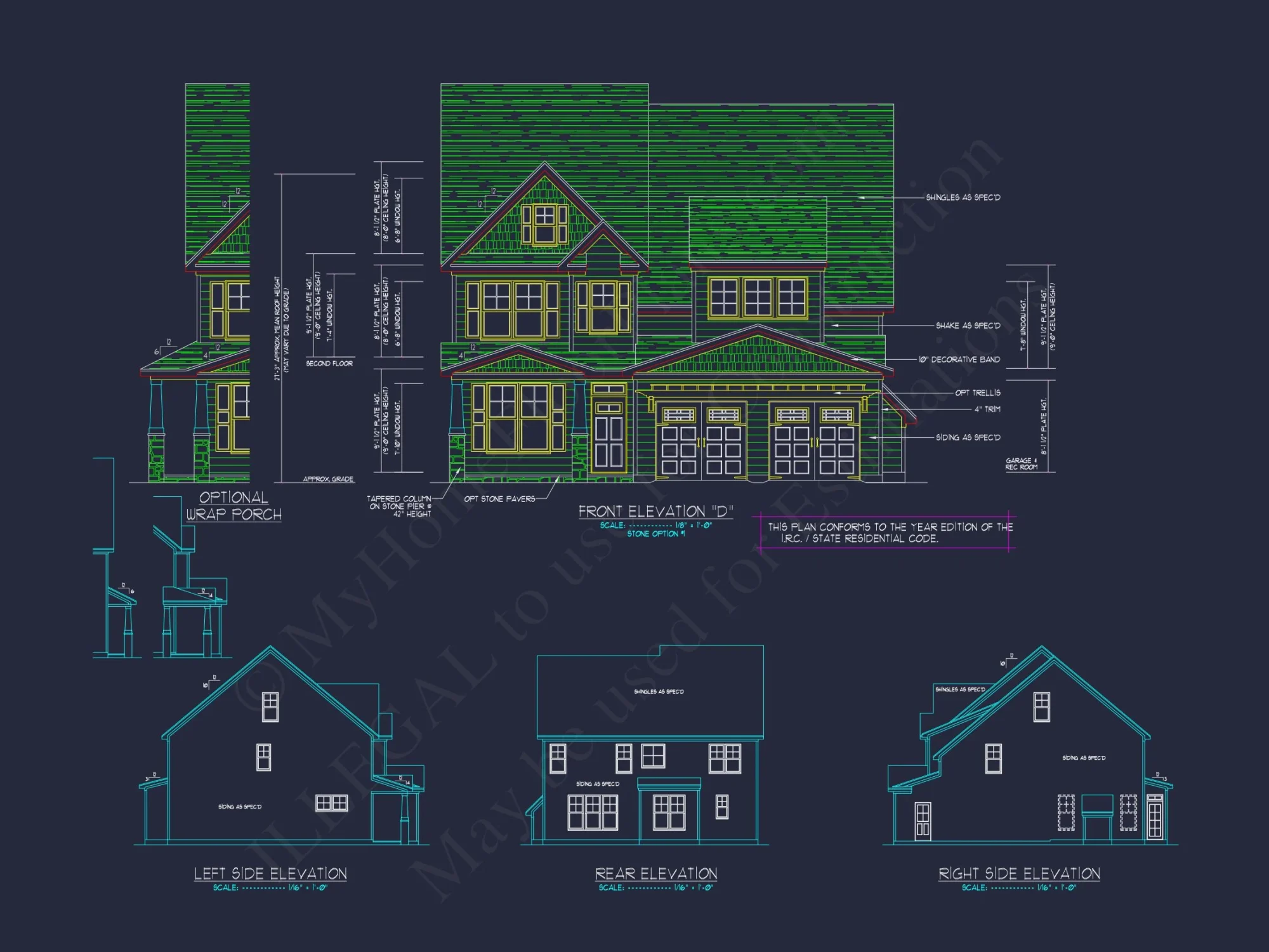 Modern Craftsman house Plan: 2-Story CAD Blueprint with Details