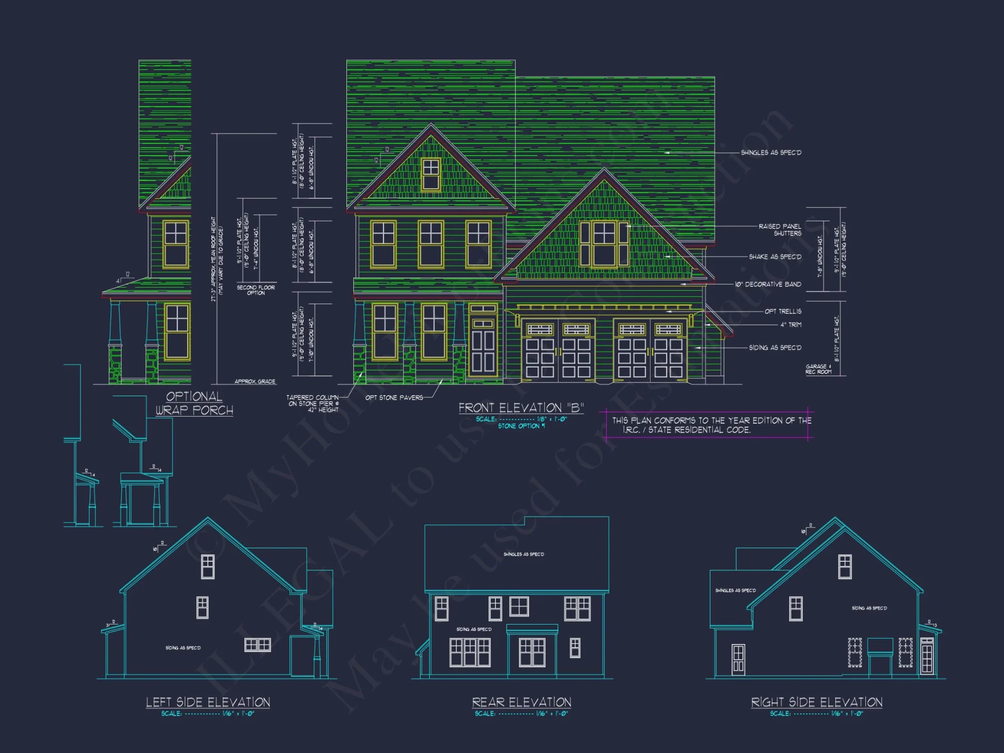 Modern Craftsman house Plan: 2-Story CAD Blueprint with Details