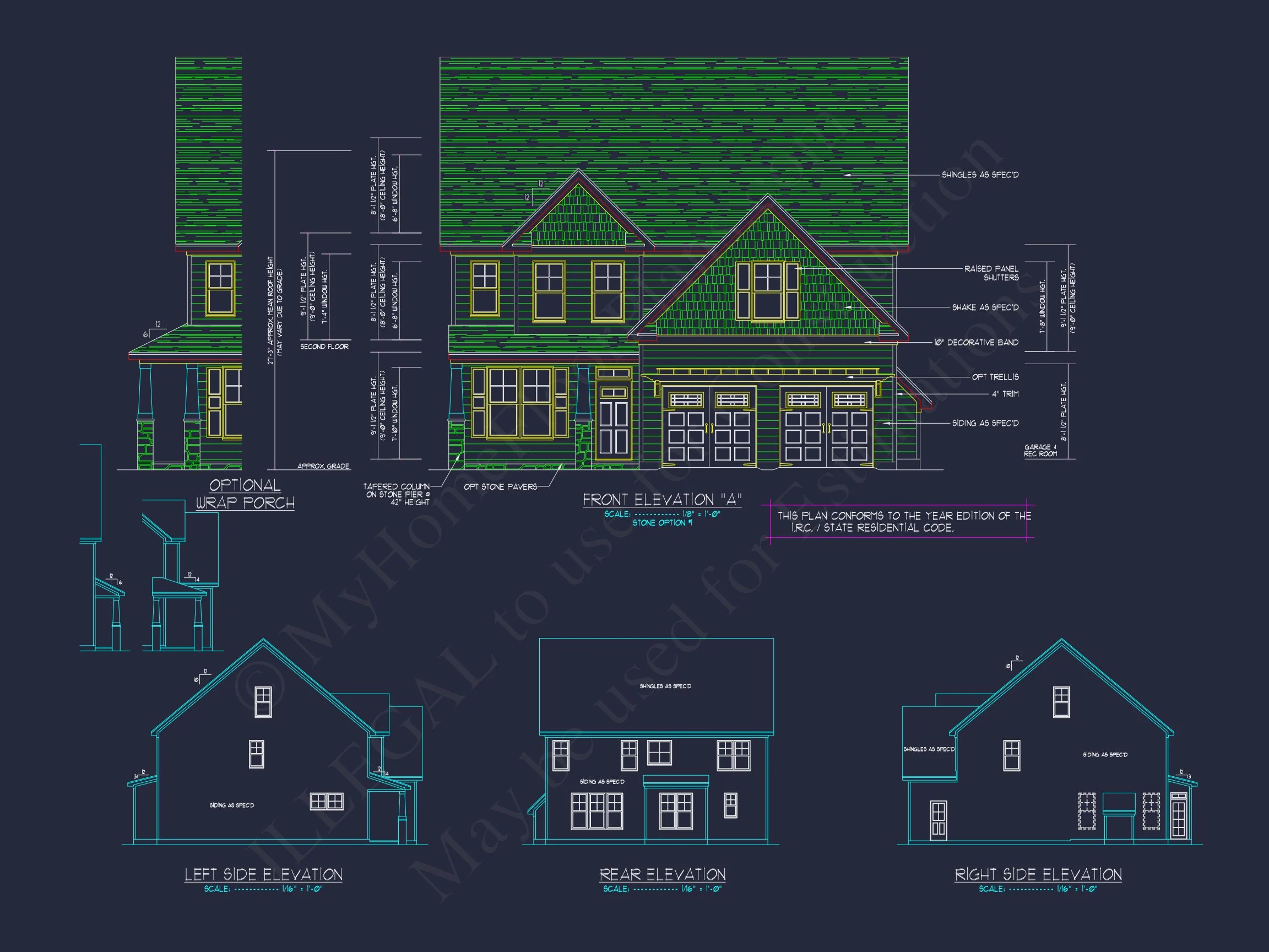 Modern Craftsman house Plan: 2-Story CAD Blueprint with Details