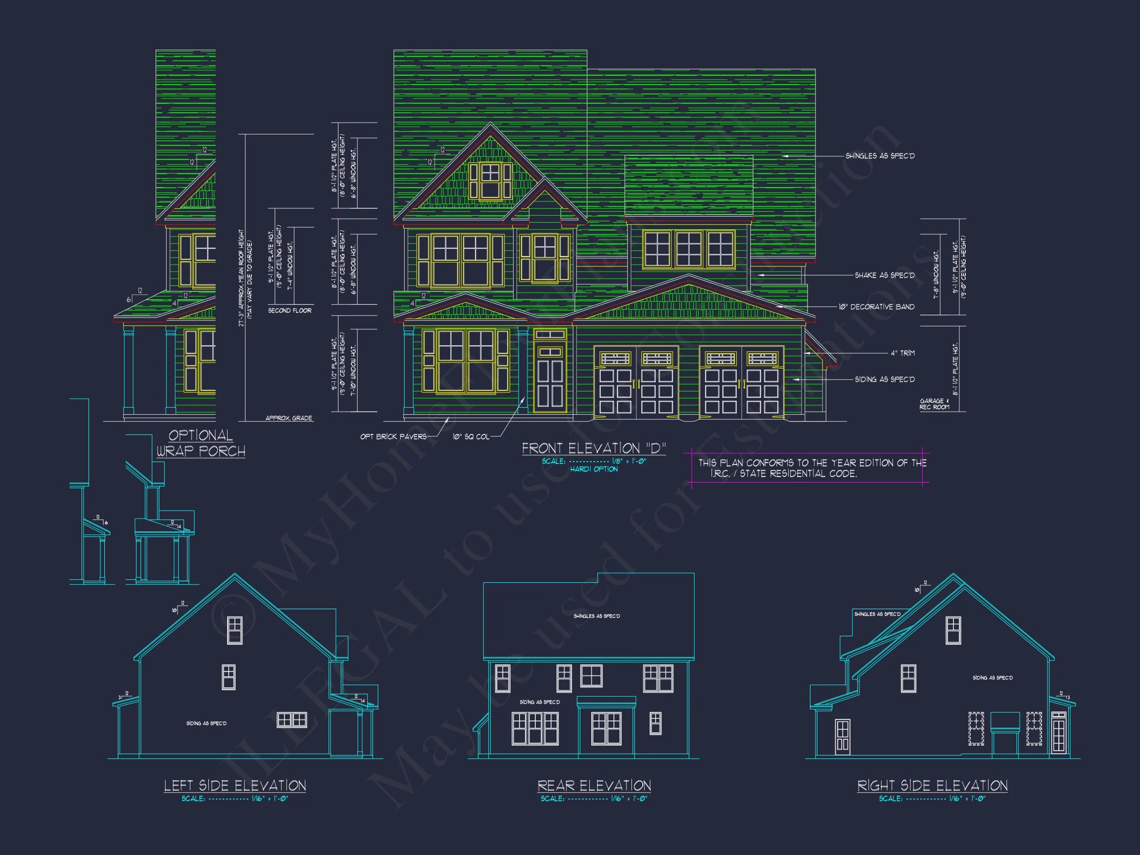 Modern Craftsman house Plan: 2-Story CAD Blueprint with Details