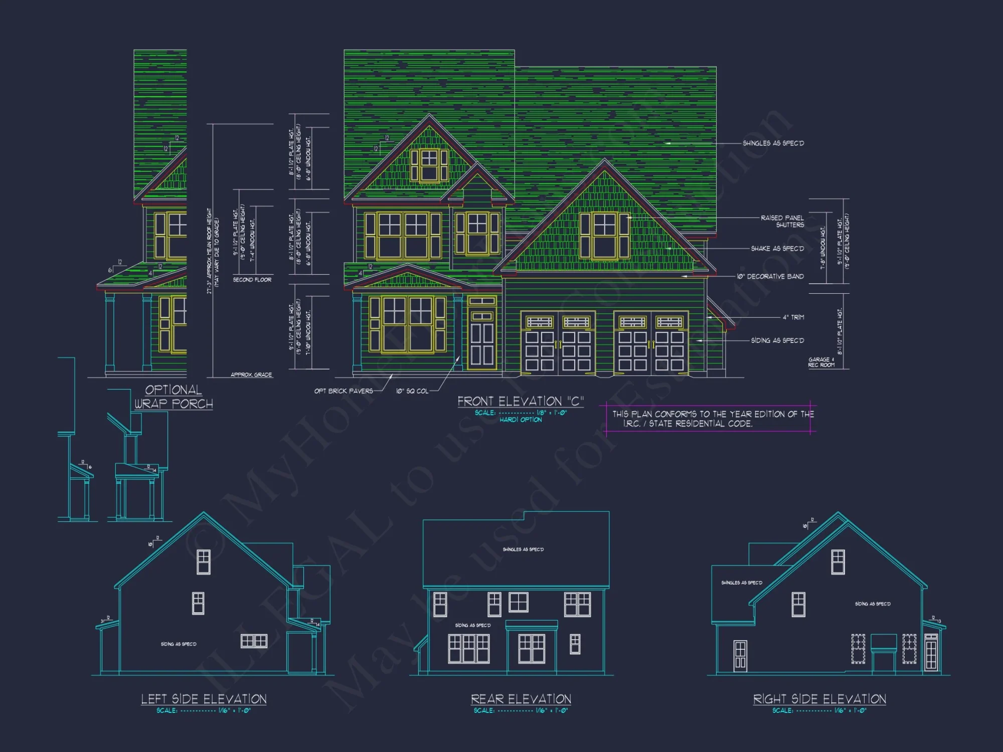 Modern Craftsman house Plan: 2-Story CAD Blueprint with Details