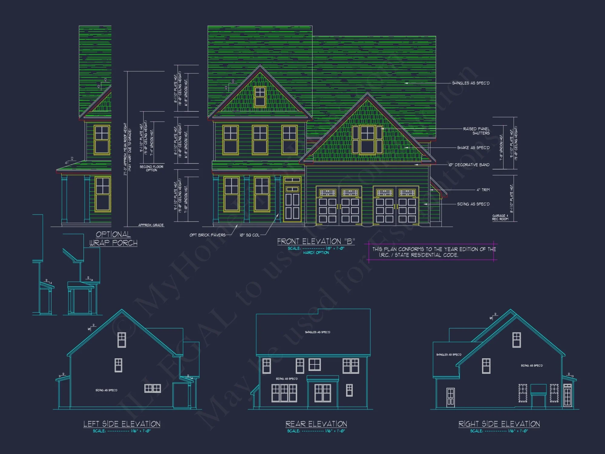 Modern Craftsman house Plan: 2-Story CAD Blueprint with Details