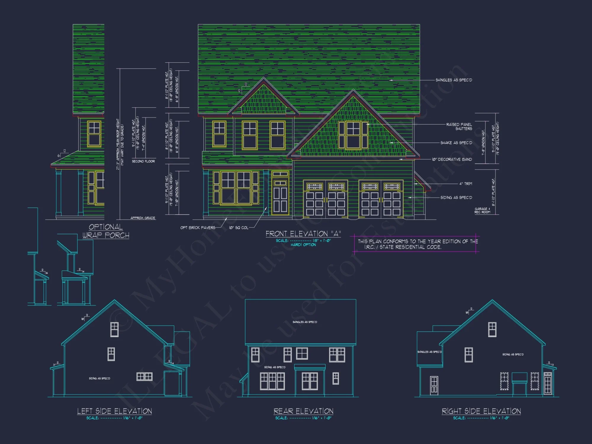 Modern Craftsman house Plan: 2-Story CAD Blueprint with Details