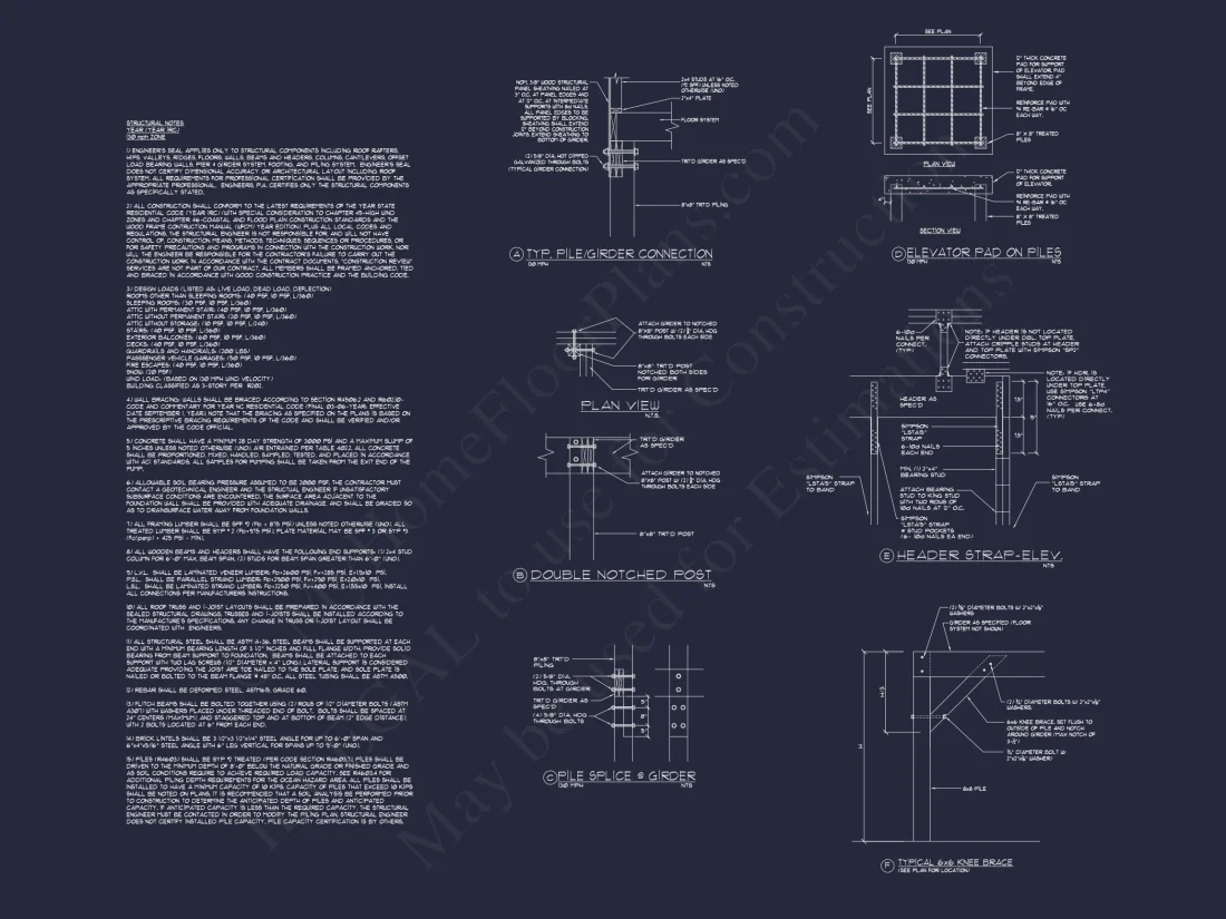 3-Story Beach House: 3-Bed, 3-Bath, CAD Blueprint, 36'x28'
