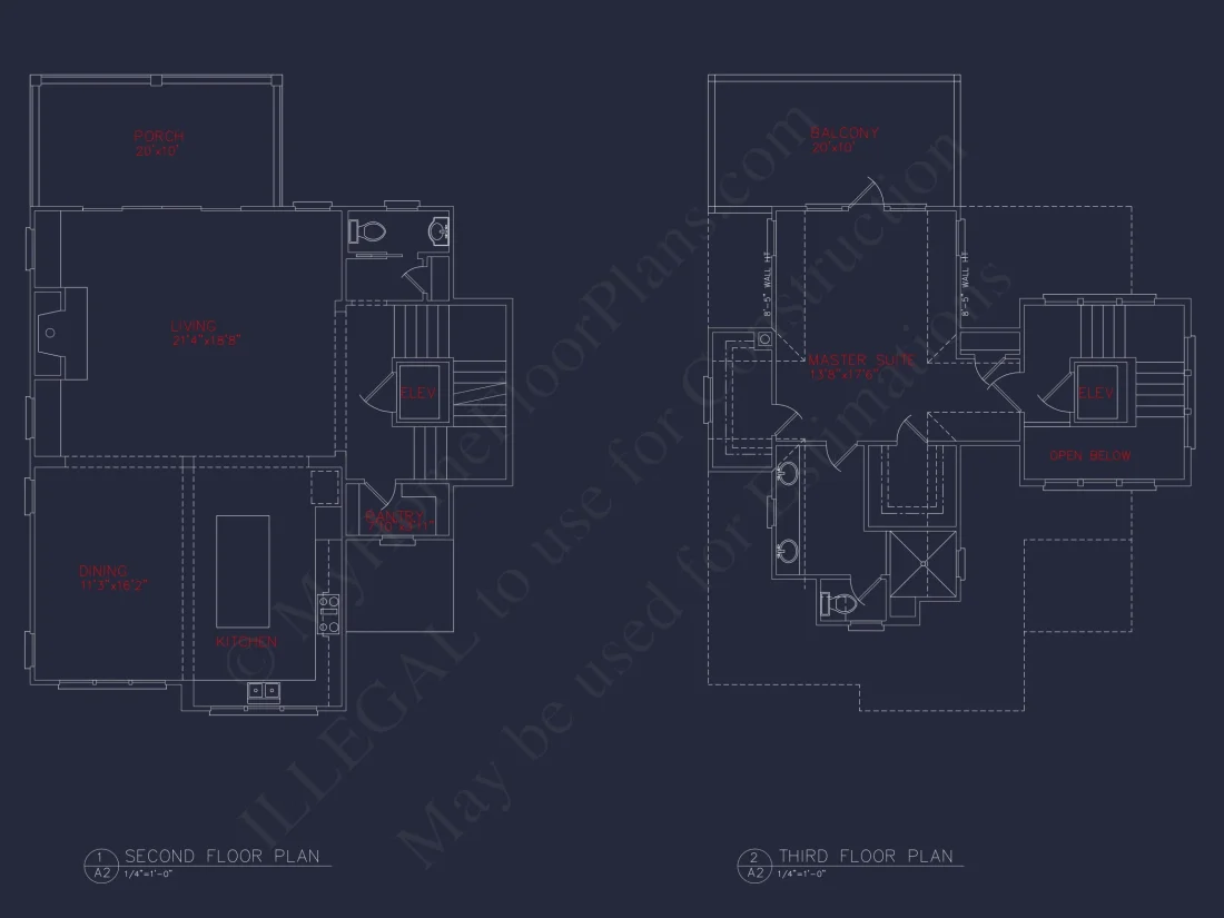 3-Story Beach House: 3-Bed, 3-Bath, CAD Blueprint, 36'x28'