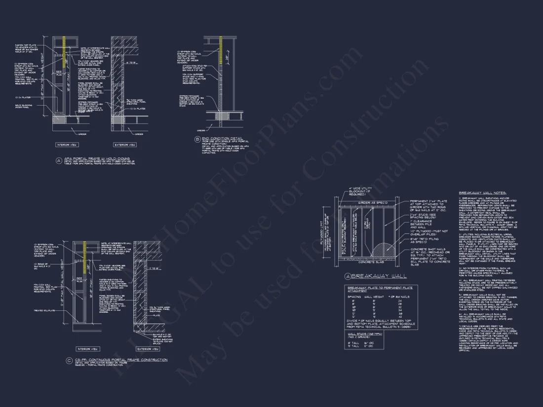 Coastal 3-Story 4 BR Beach house Floor Plan & Blueprint Designs