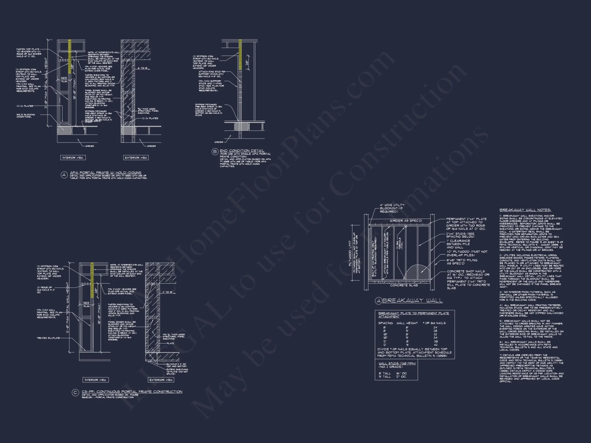 Coastal 3-Story 4 BR Beach house Floor Plan & Blueprint Designs