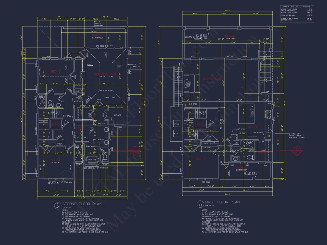 Coastal 3-Story 4 BR Beach house Floor Plan & Blueprint Designs