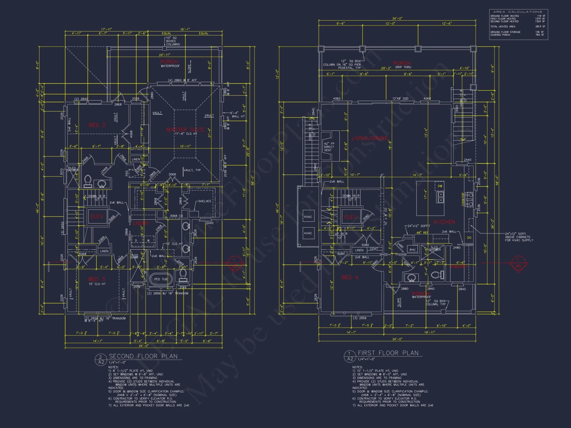 Coastal 3-Story 4 BR Beach house Floor Plan & Blueprint Designs