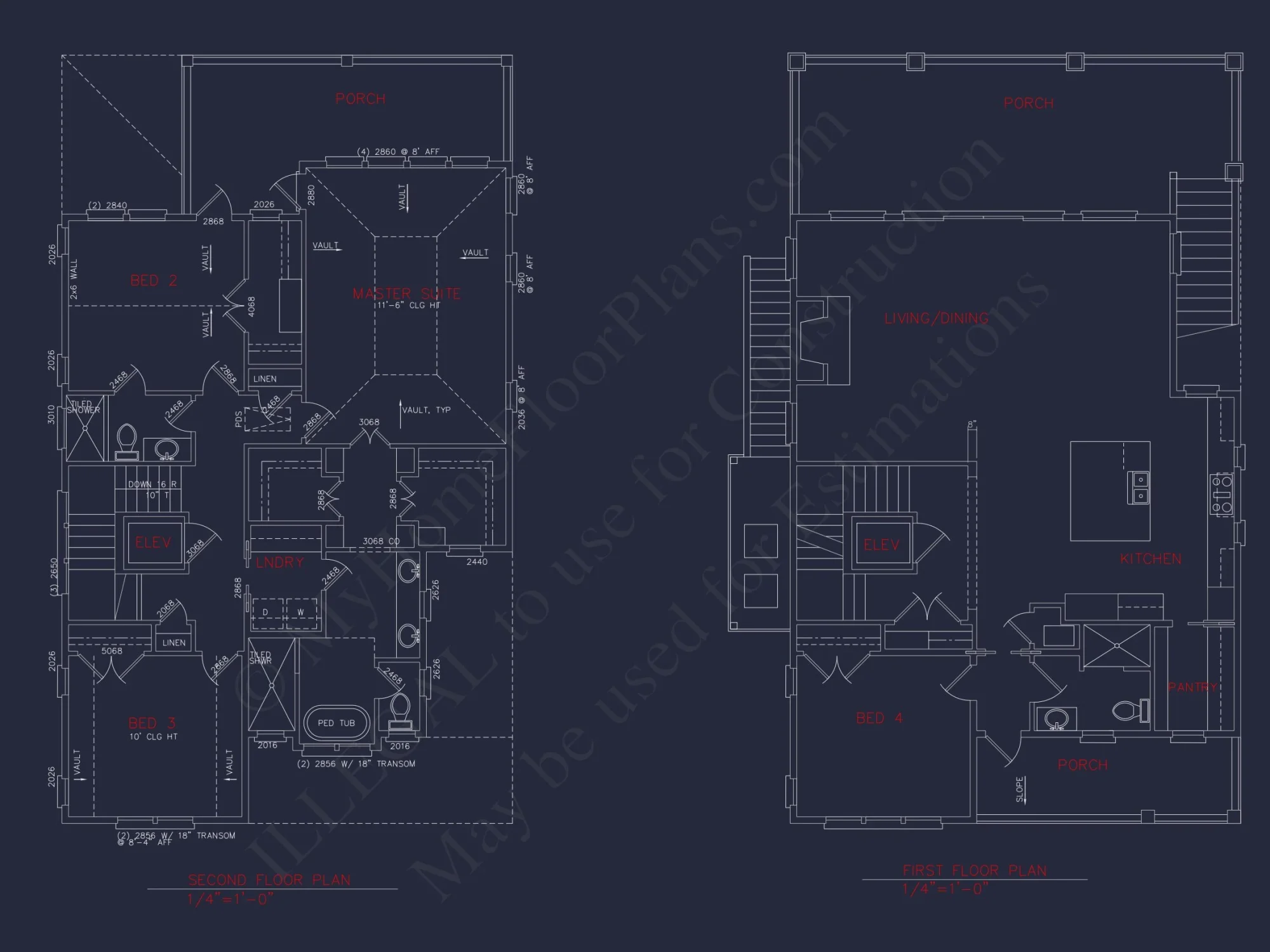 Coastal 3-Story 4 BR Beach house Floor Plan & Blueprint Designs