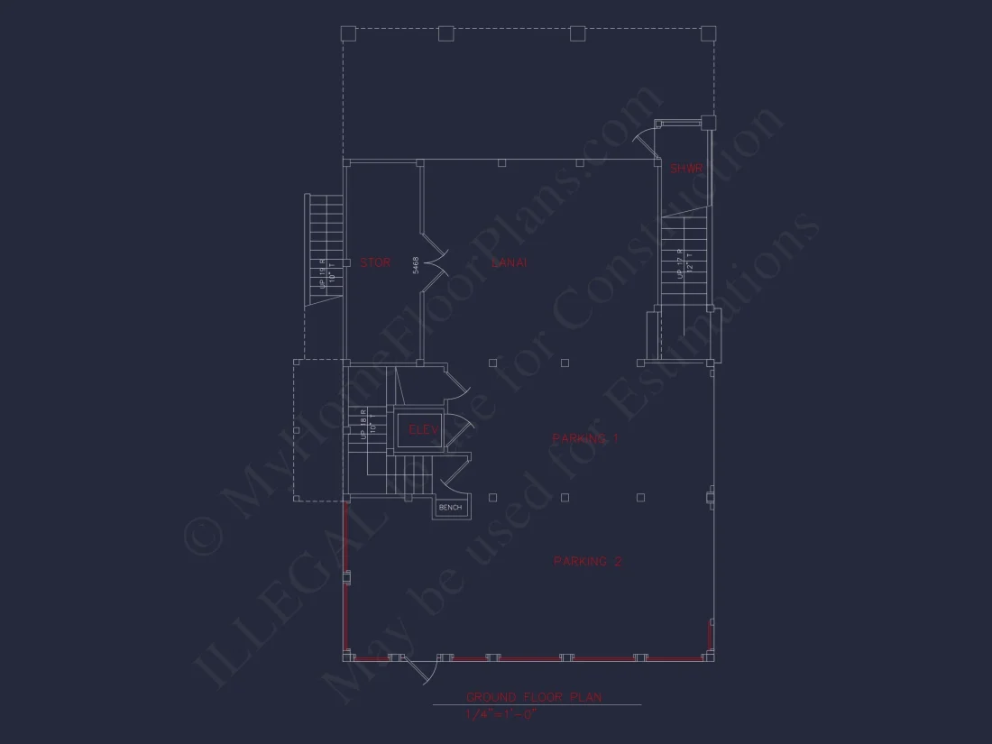 Coastal 3-Story 4 BR Beach house Floor Plan & Blueprint Designs