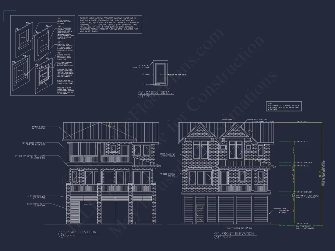 Coastal 3-Story 4 BR Beach house Floor Plan & Blueprint Designs