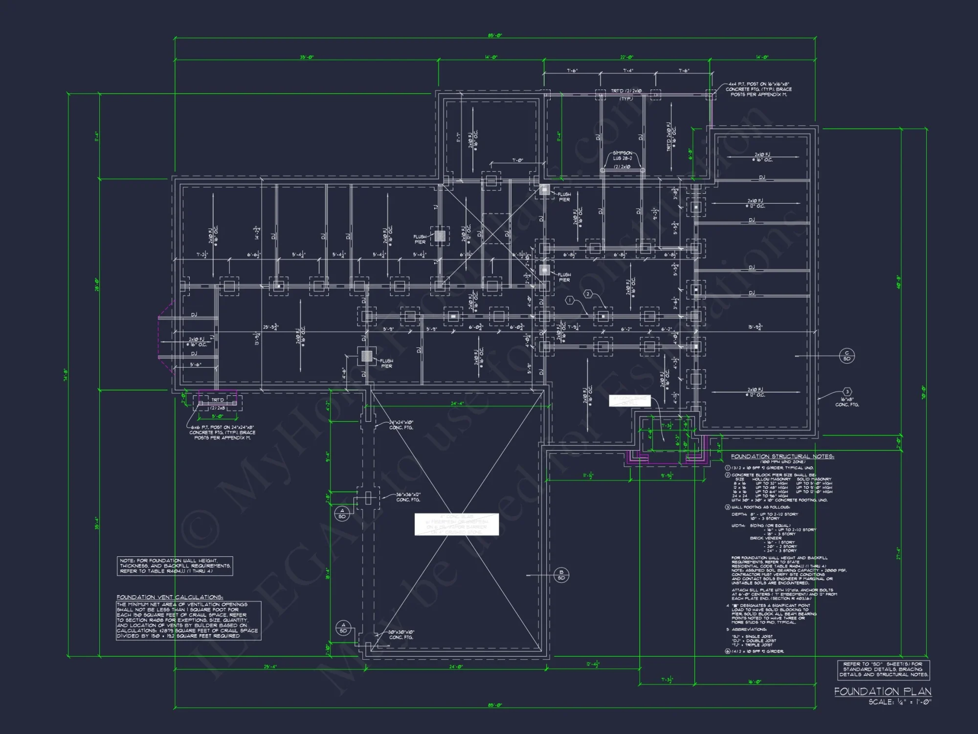 Spacious 2-Story house Floor Plan with 4 Bedrooms & CAD Designs