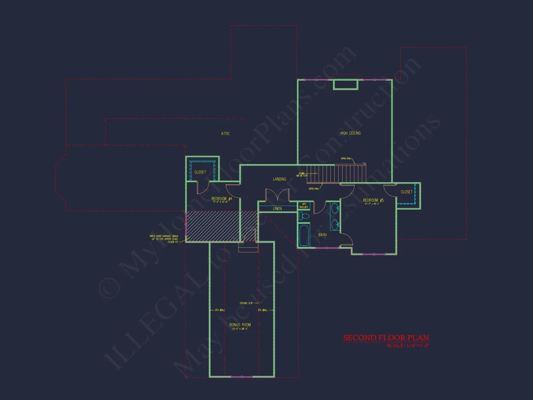 Spacious 2-Story house Floor Plan with 4 Bedrooms & CAD Designs