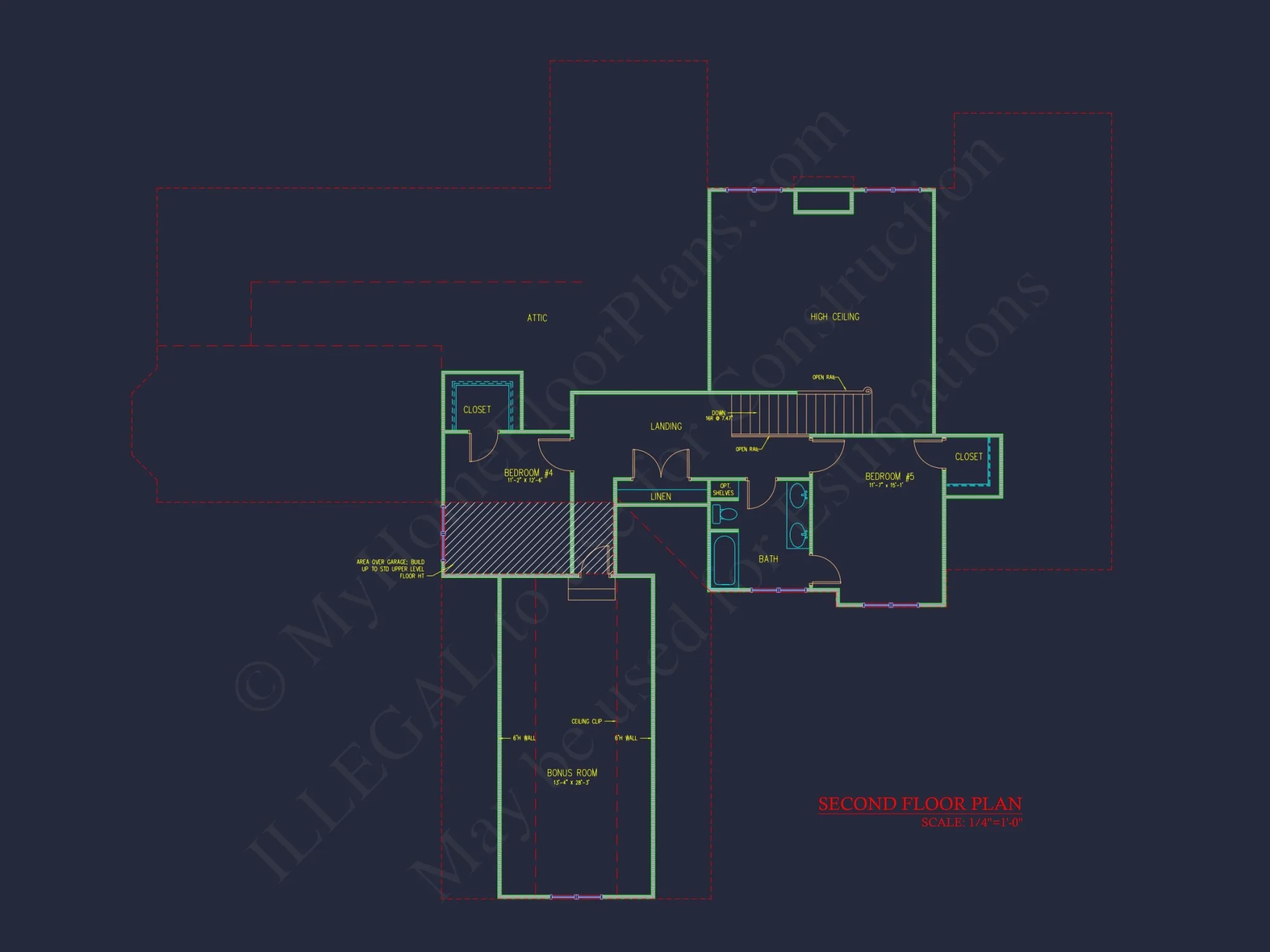 Spacious 2-Story house Floor Plan with 4 Bedrooms & CAD Designs