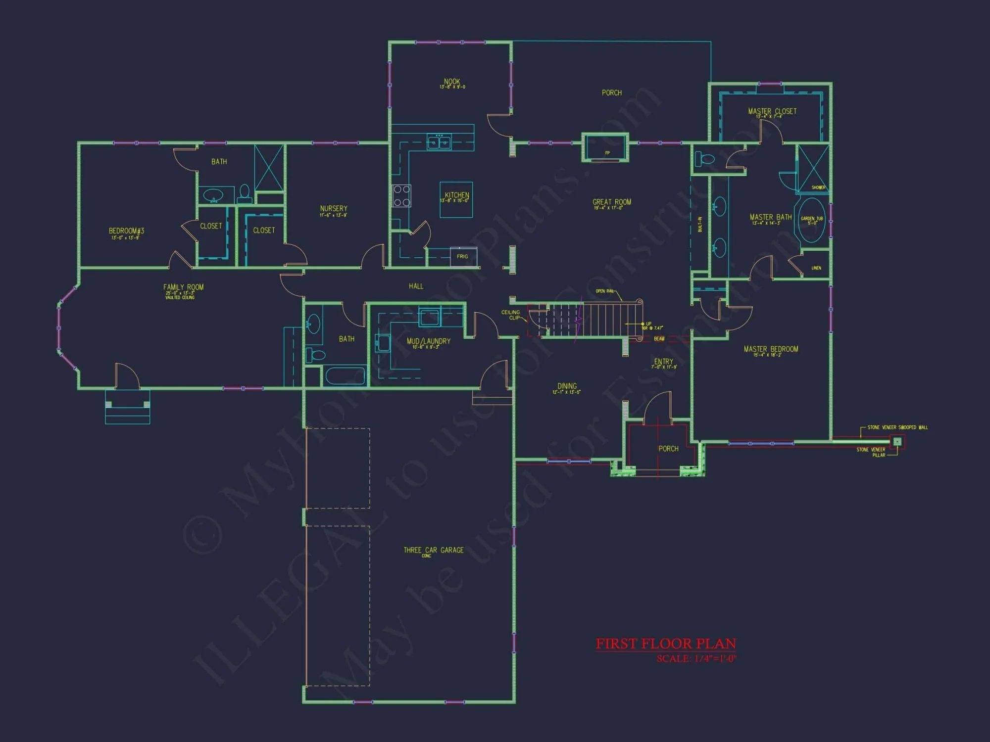 Spacious 2-Story house Floor Plan with 4 Bedrooms & CAD Designs