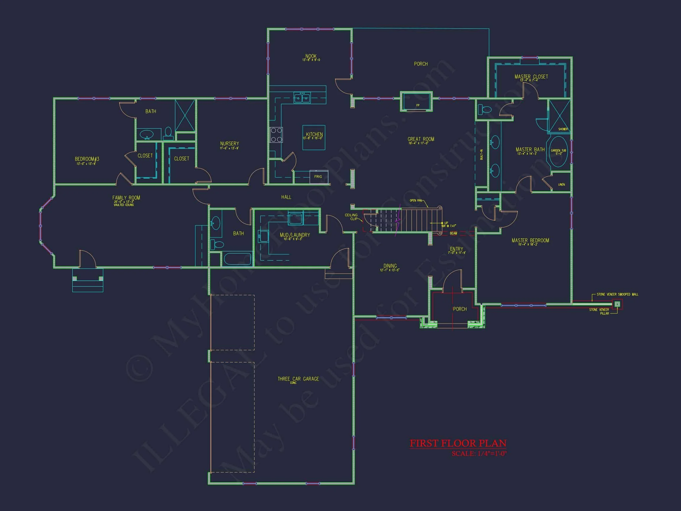 14-1807 HOUSE PLAN - Craftsman Home Plan - 4-Bed, 3-Bath, 3,983 SF 8 Spacious 2-Story house Floor Plan with 4 Bedrooms & CAD Designs