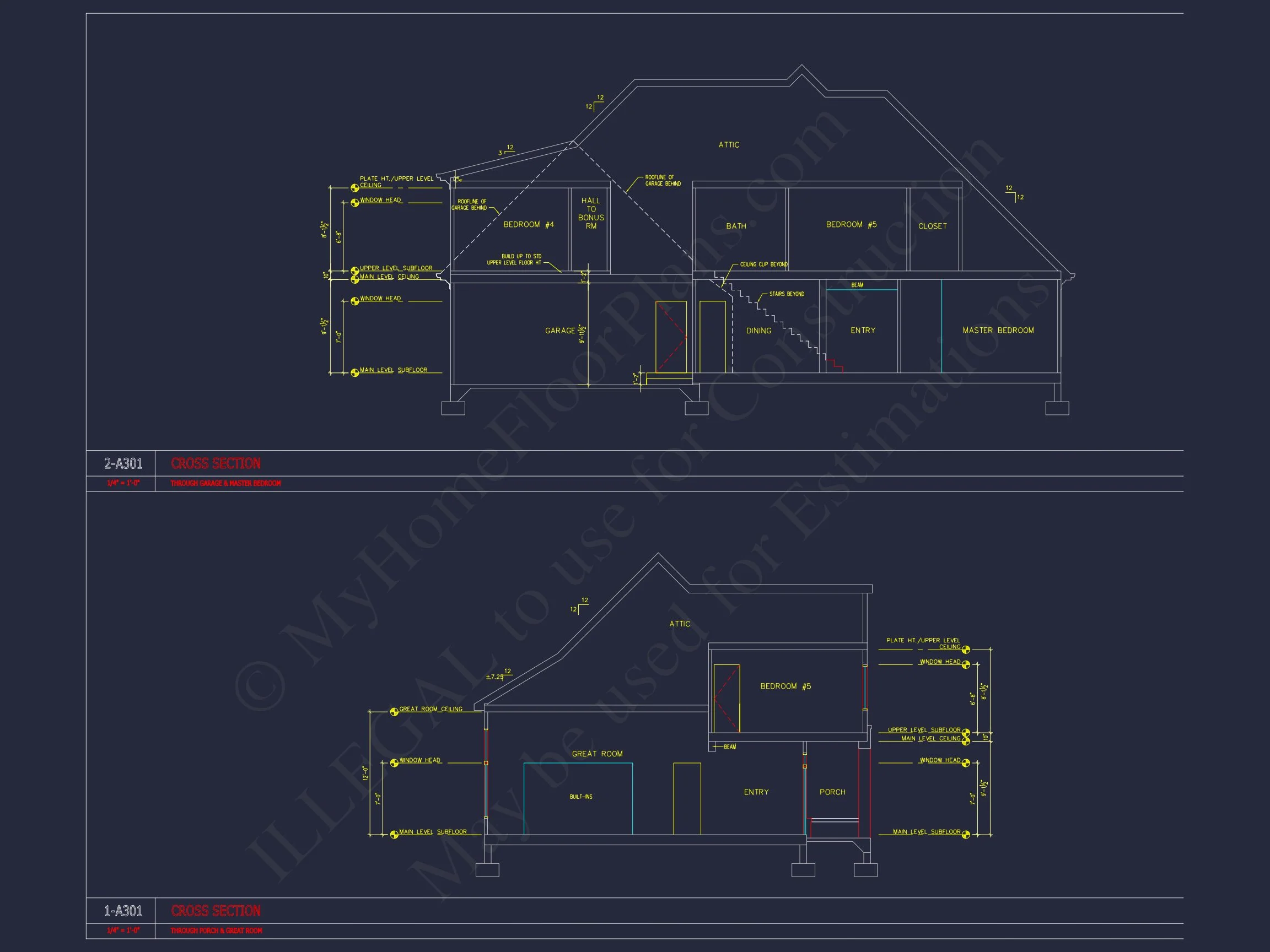 14-1807 HOUSE PLAN - Craftsman Home Plan - 4-Bed, 3-Bath, 3,983 SF 7 Spacious 2-Story house Floor Plan with 4 Bedrooms & CAD Designs