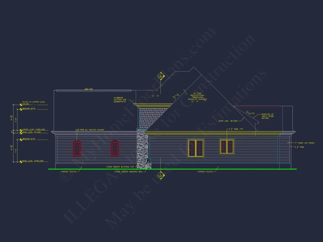 Spacious 2-Story house Floor Plan with 4 Bedrooms & CAD Designs