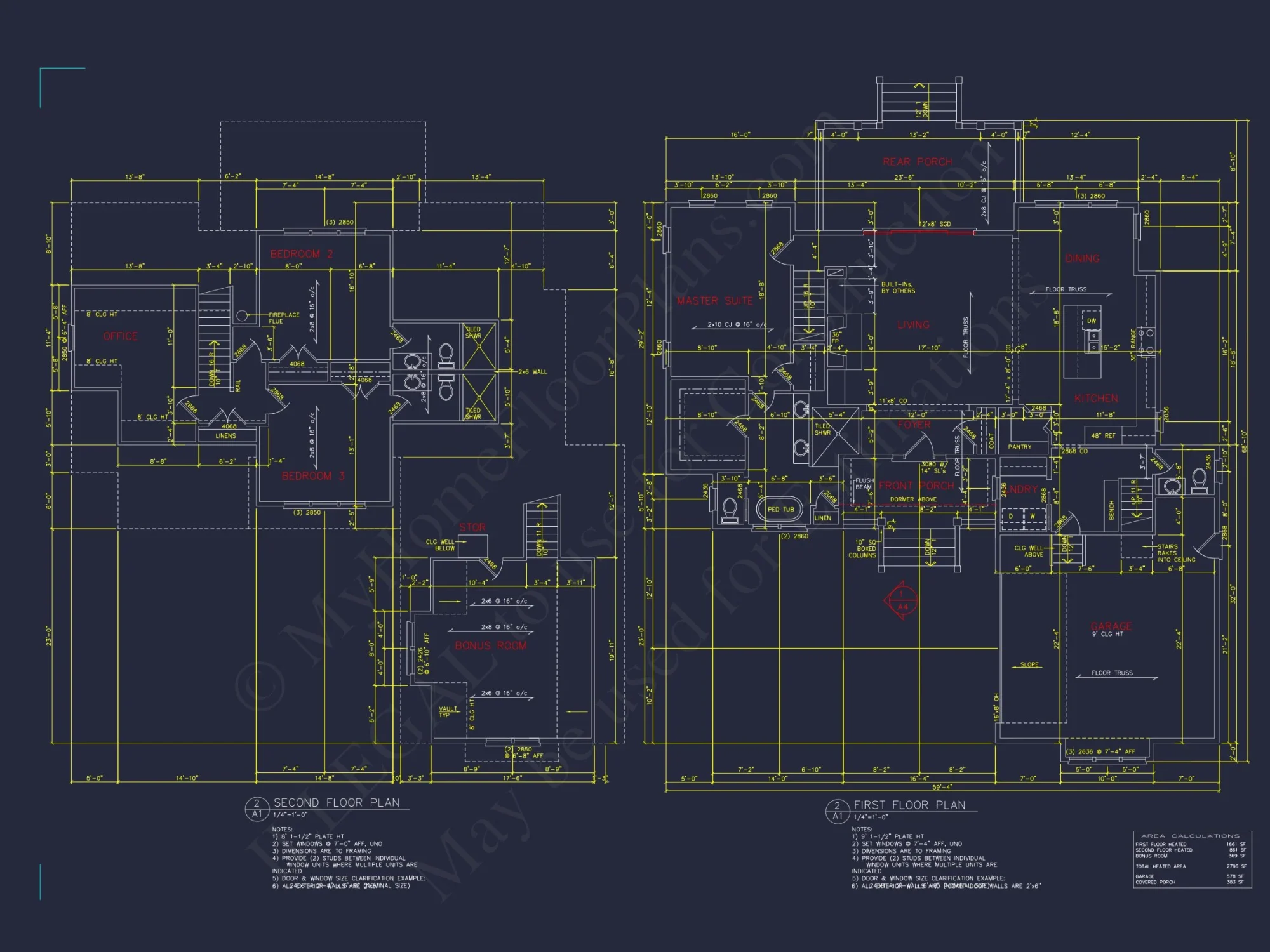 Craftsman house Floor Plan: 4 Bed, 3 Bath, 2, 796 Sq Ft