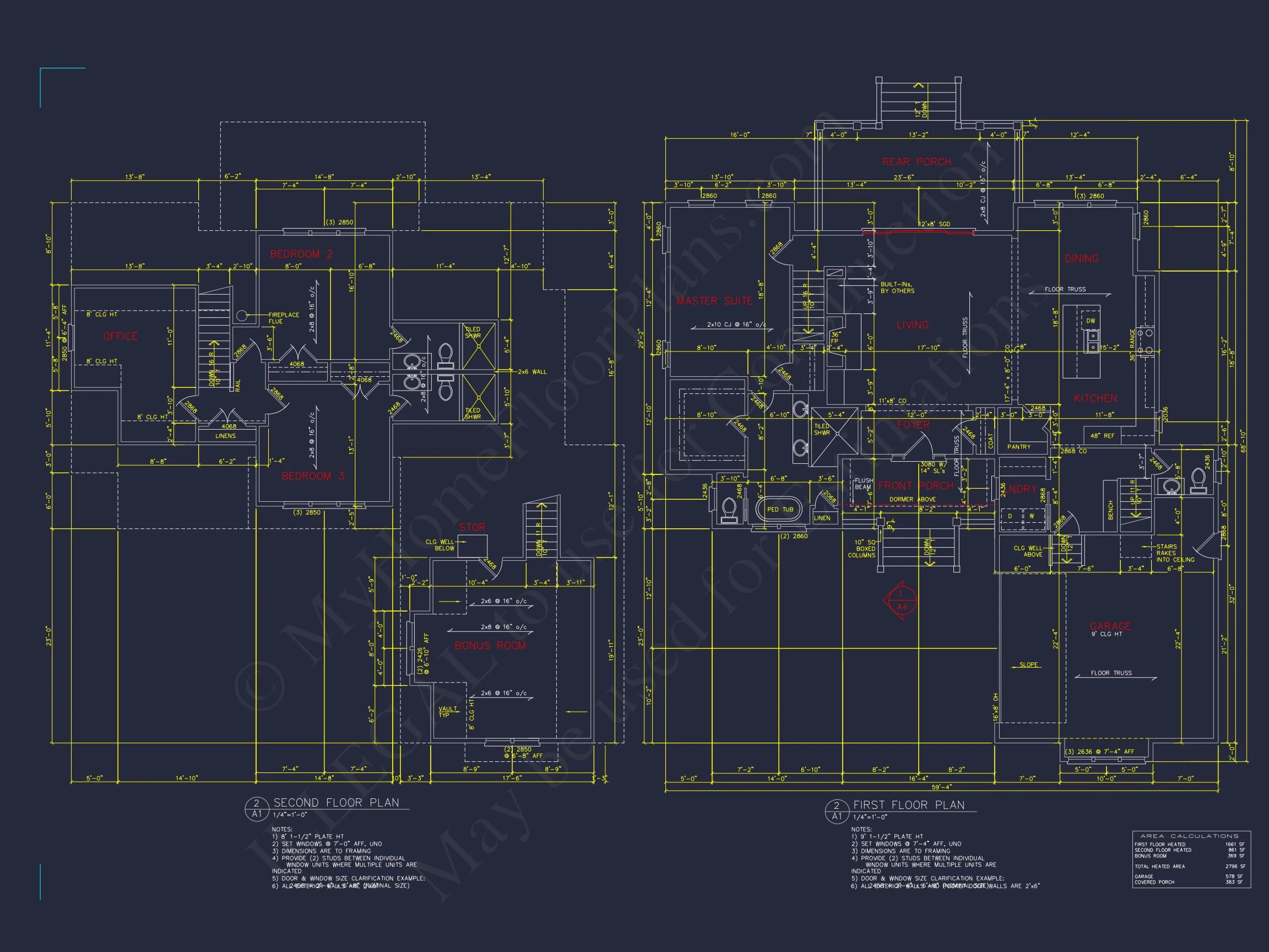 Craftsman house Floor Plan: 4 Bed, 3 Bath, 2, 796 Sq Ft