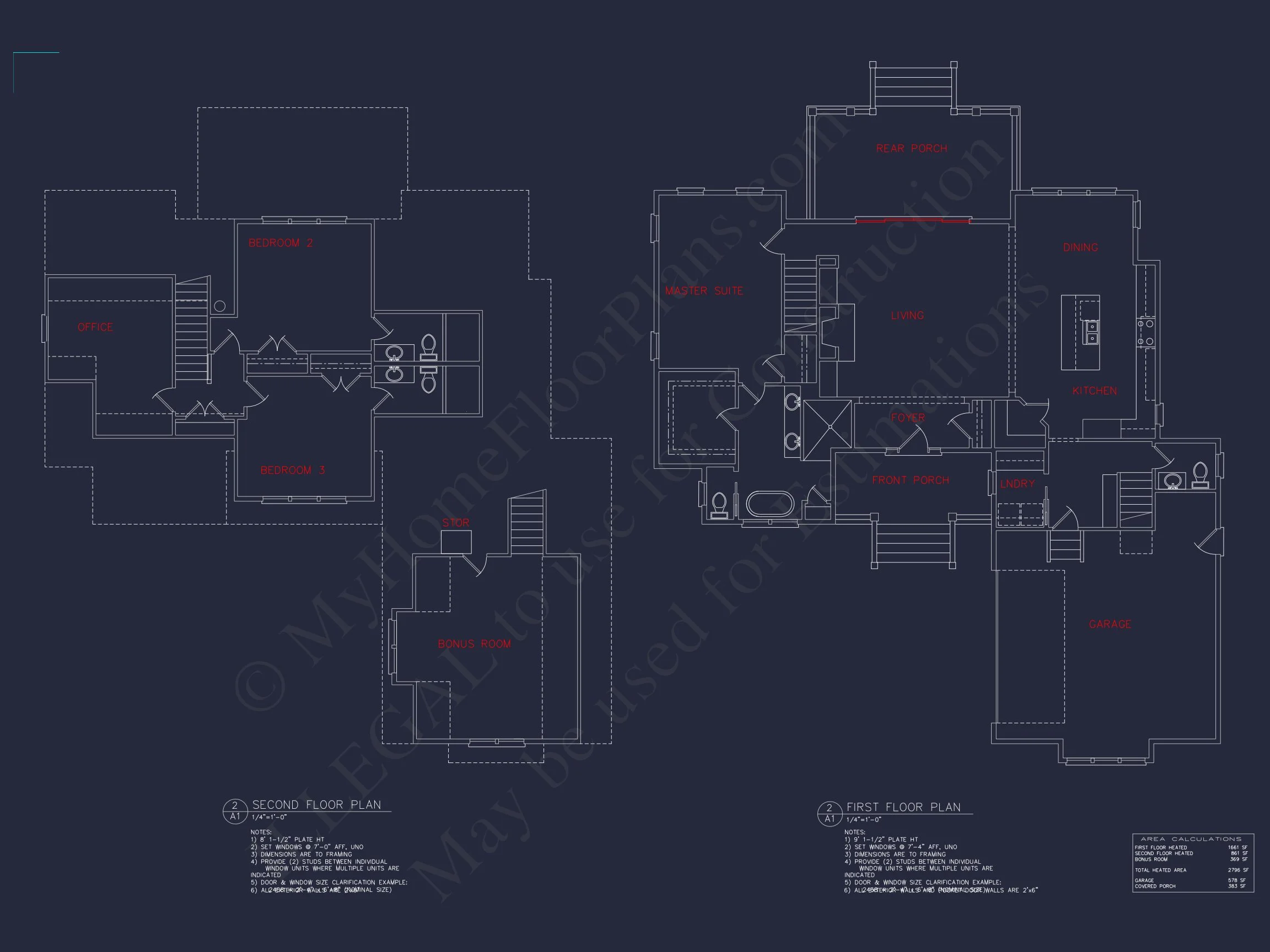 Craftsman house Floor Plan: 4 Bed, 3 Bath, 2, 796 Sq Ft
