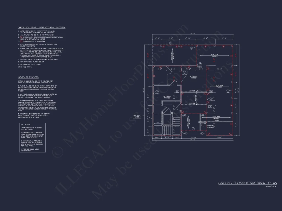 Beach house Floor Plan: 3-Story, 4 BR Coastal Blueprint