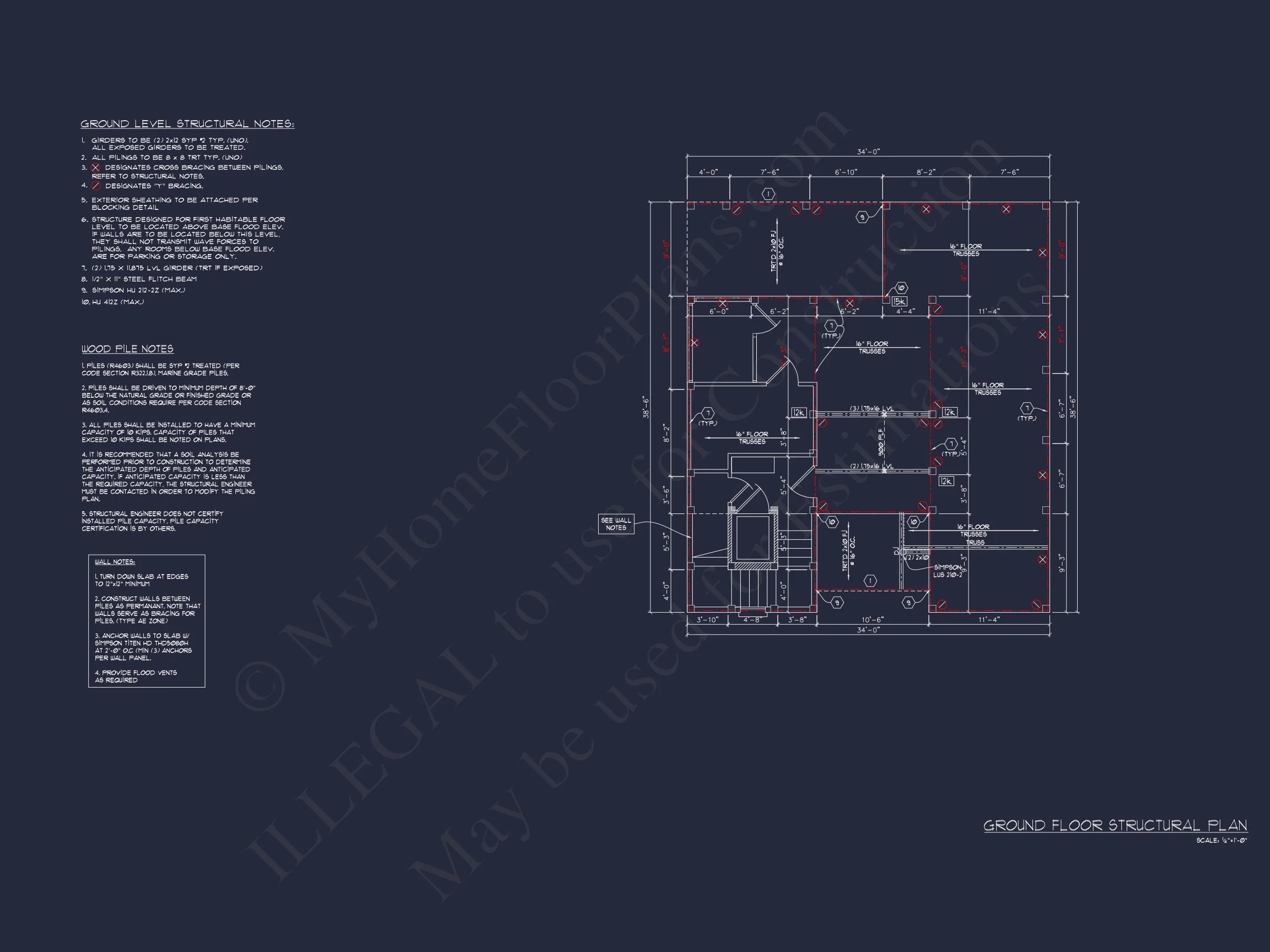 Beach house Floor Plan: 3-Story, 4 BR Coastal Blueprint
