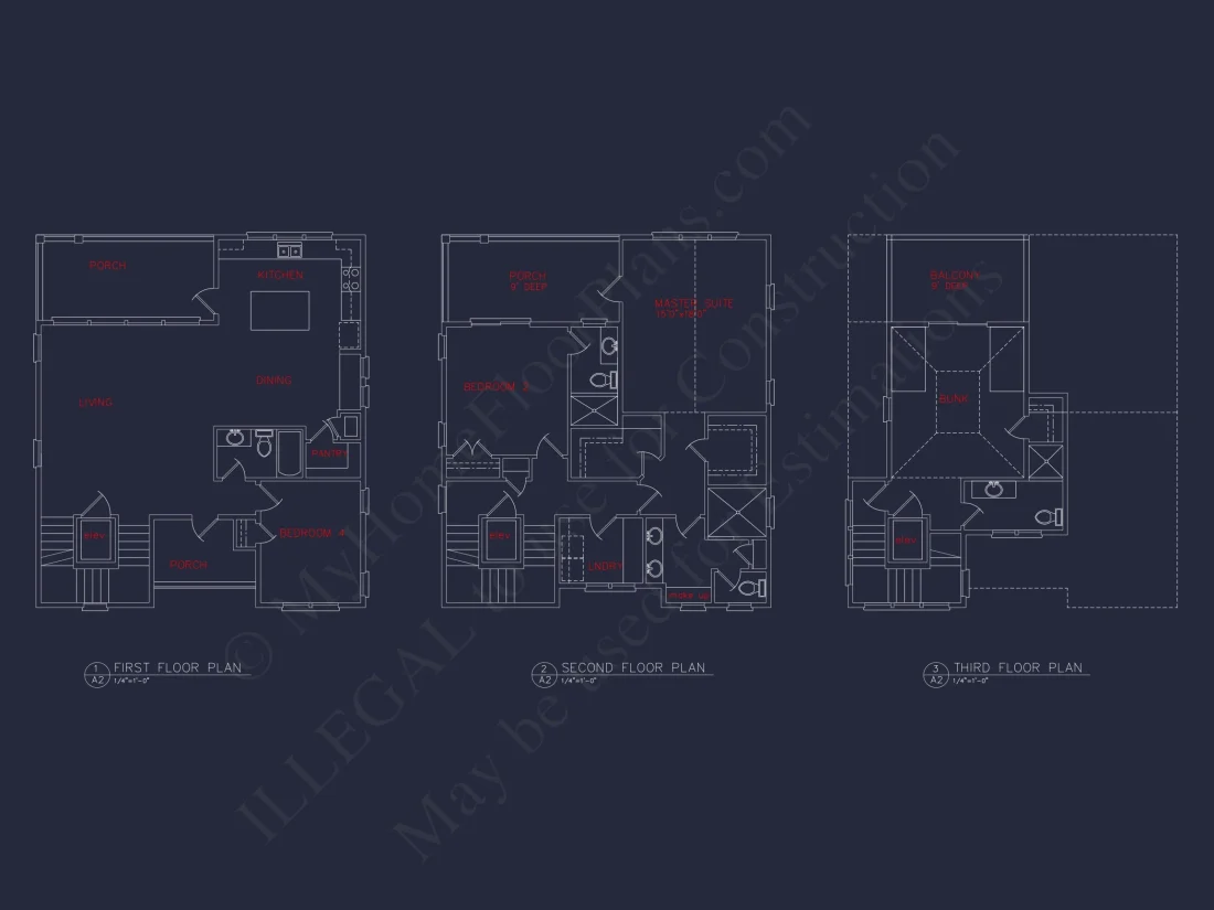 Beach house Floor Plan: 3-Story, 4 BR Coastal Blueprint