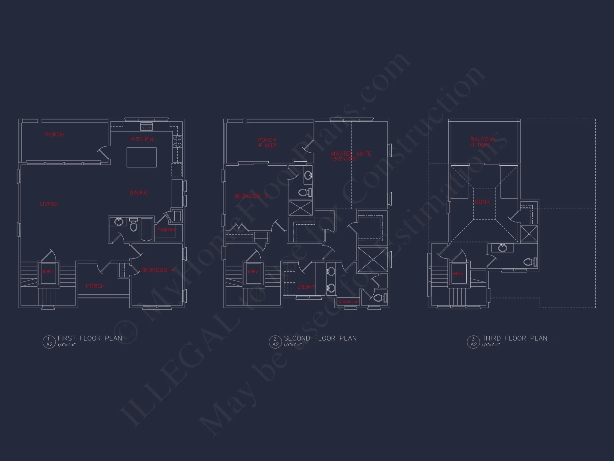 Beach house Floor Plan: 3-Story, 4 BR Coastal Blueprint