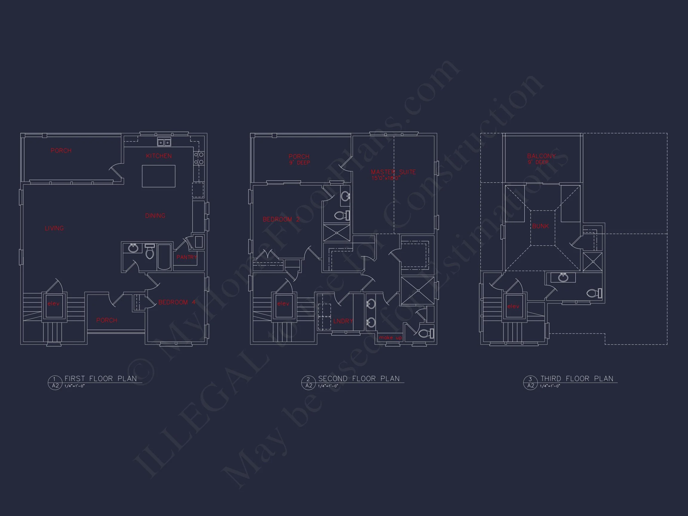 Beach house Floor Plan: 3-Story, 4 BR Coastal Blueprint