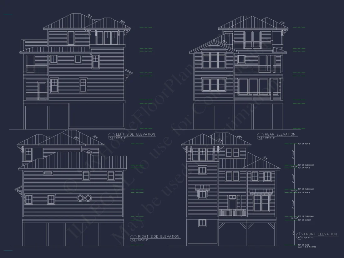 Beach house Floor Plan: 3-Story, 4 BR Coastal Blueprint