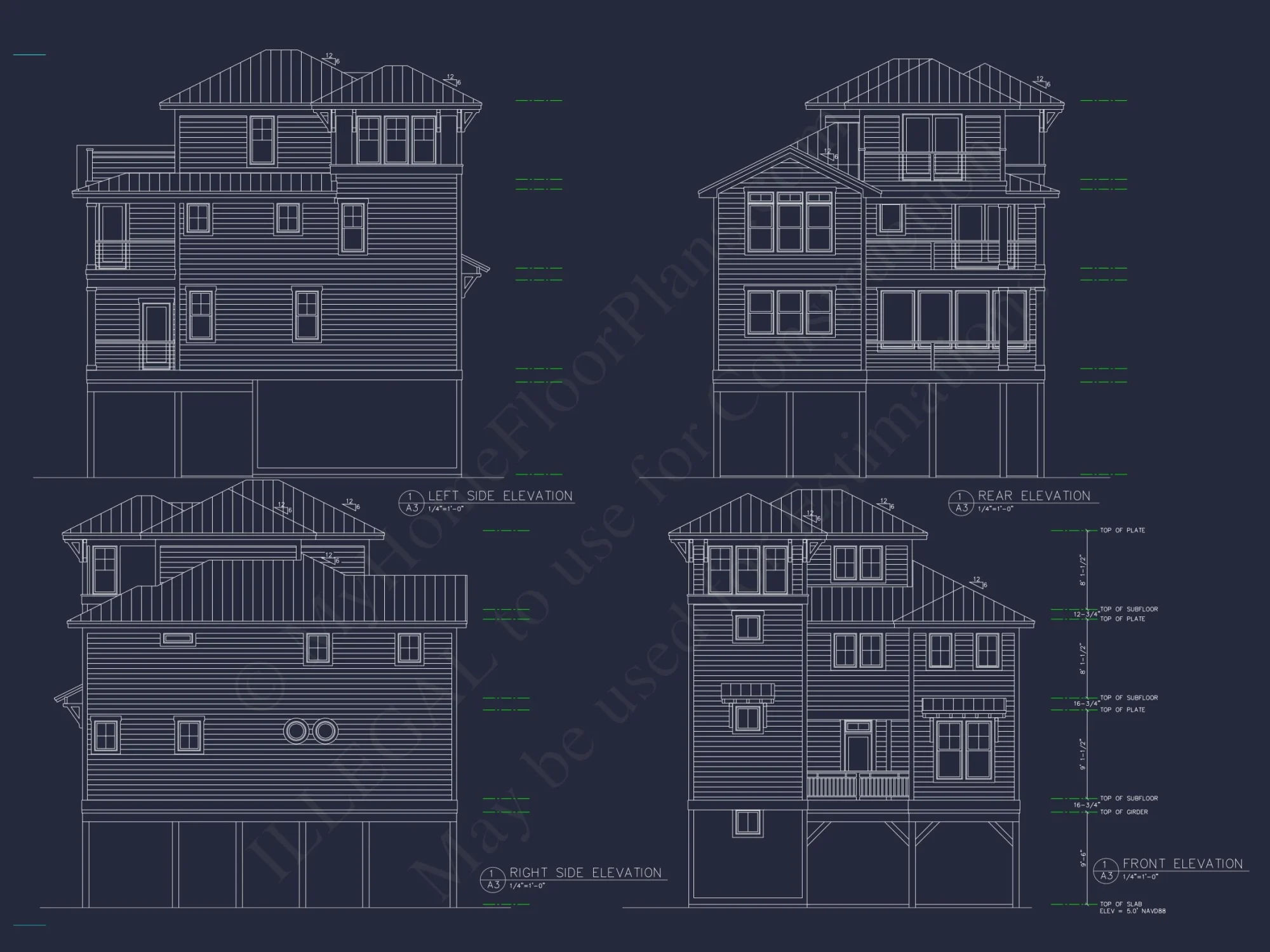 Beach house Floor Plan: 3-Story, 4 BR Coastal Blueprint
