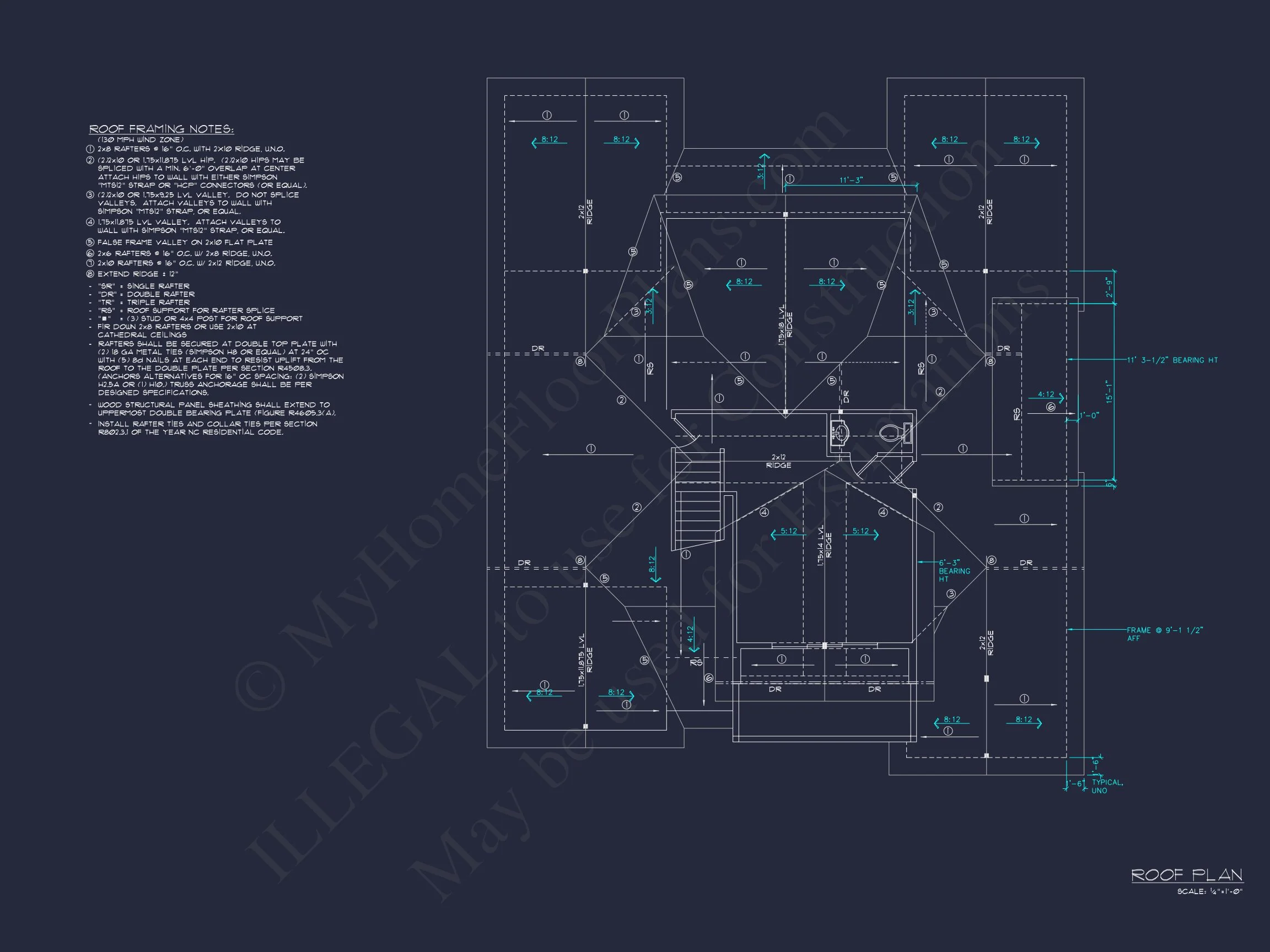 14-1632 HOUSE PLAN - Beach Home Plan - 4-Bed, 3-Bath, 4139 SF 15 Coastal 4-Story house Floor Plan: 4-Bed, 3-Bath, CAD Blueprint