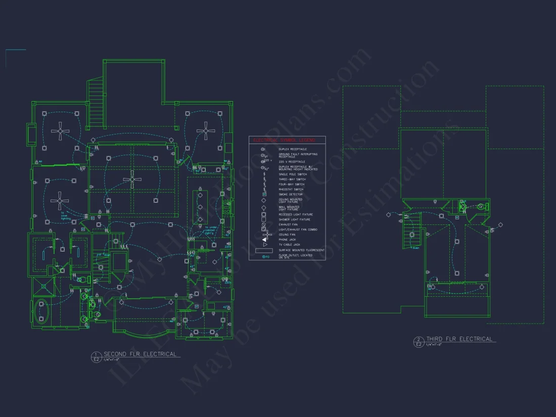 Coastal 4-Story house Floor Plan: 4-Bed, 3-Bath, CAD Blueprint