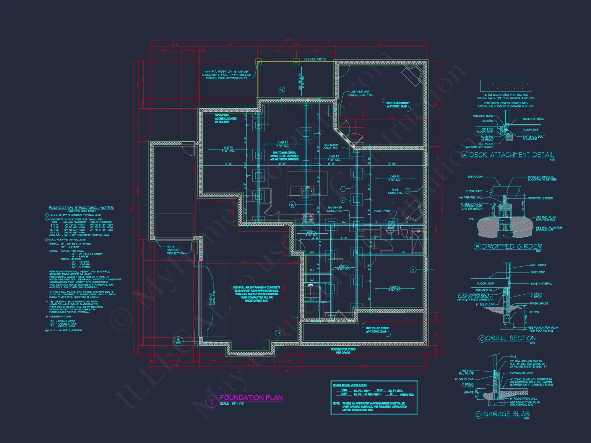 Traditional 4-Bed Colonial house Floor Plan & Blueprint