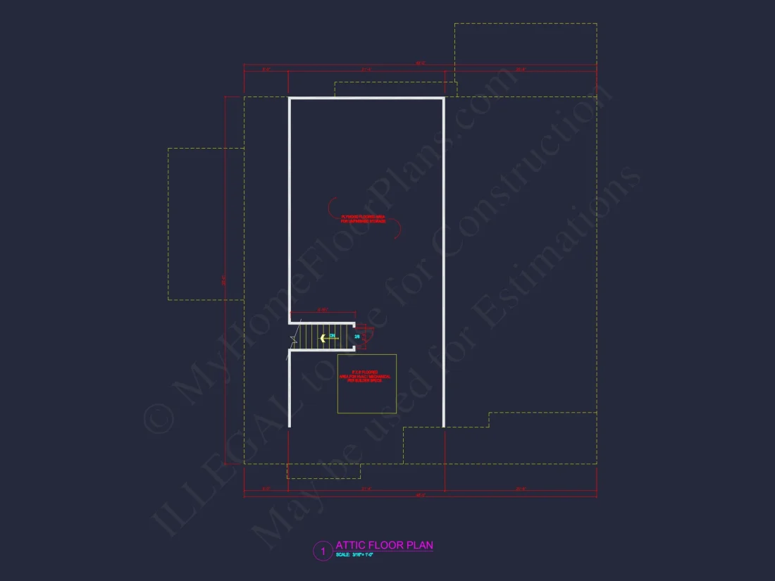 Traditional 4-Bed Colonial house Floor Plan & Blueprint