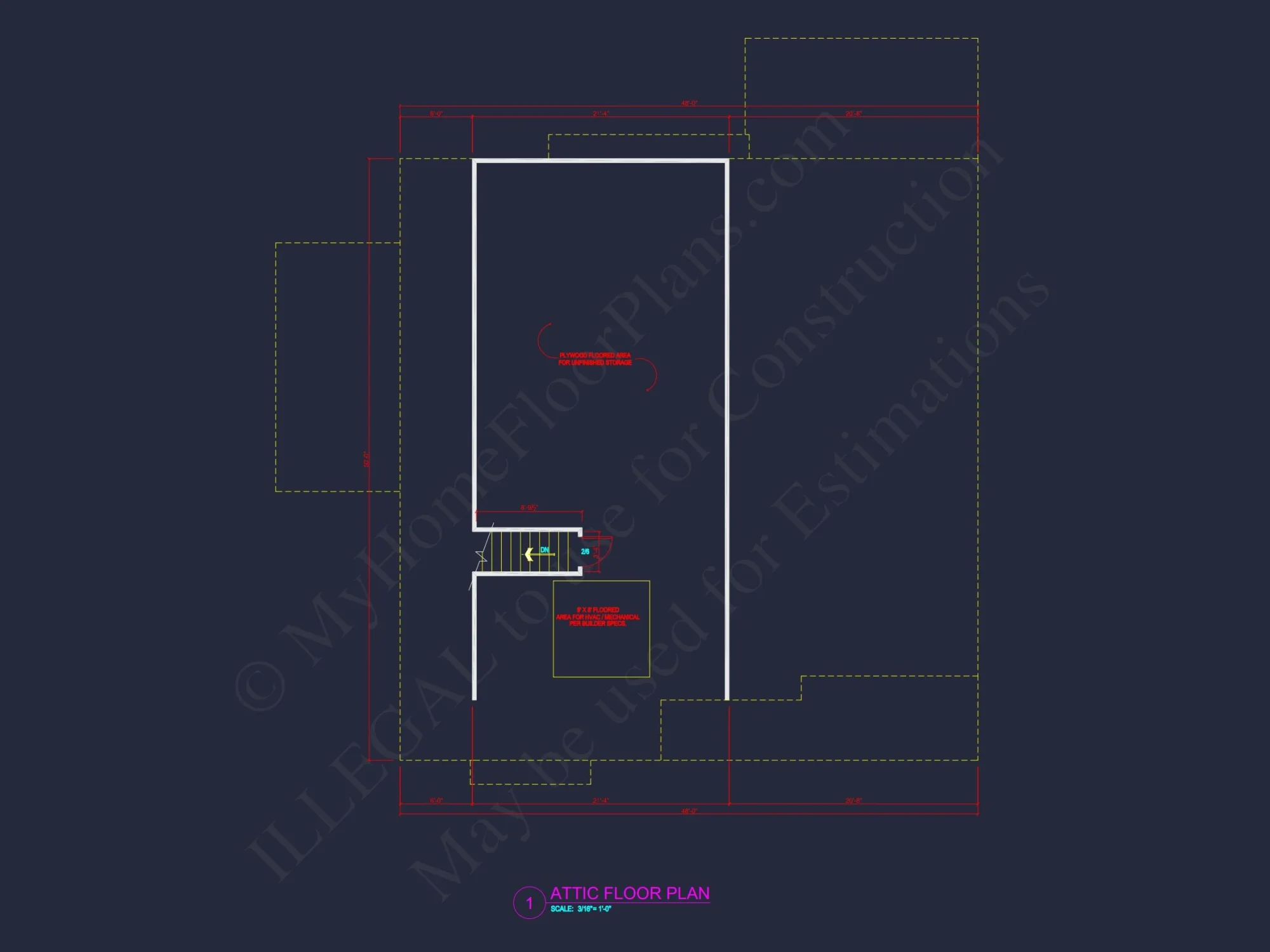 Traditional 4-Bed Colonial house Floor Plan & Blueprint