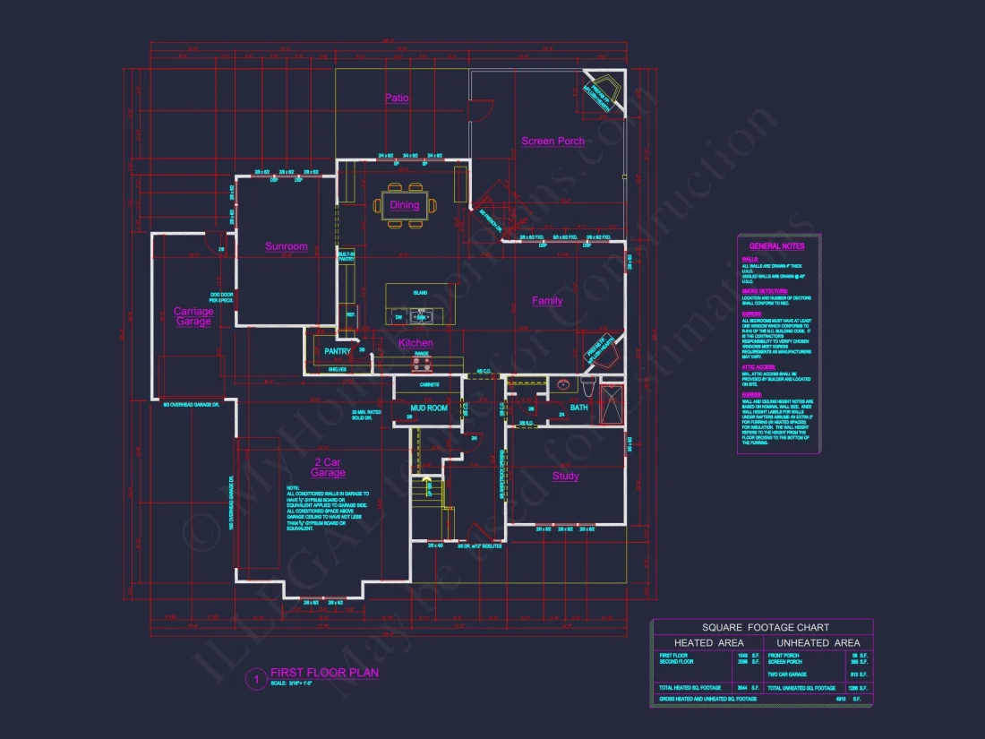 Traditional 4-Bed Colonial house Floor Plan & Blueprint