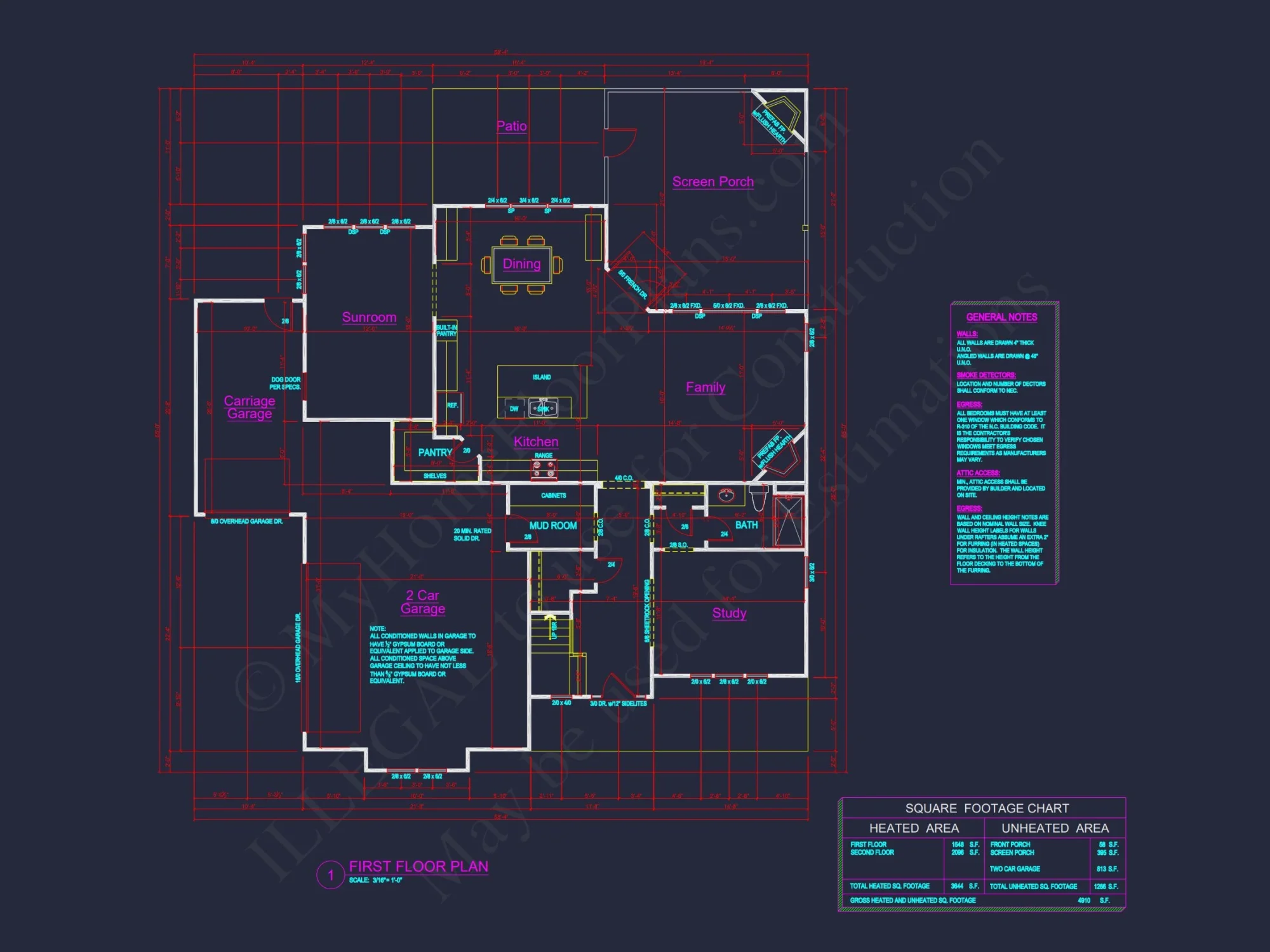 Traditional 4-Bed Colonial house Floor Plan & Blueprint
